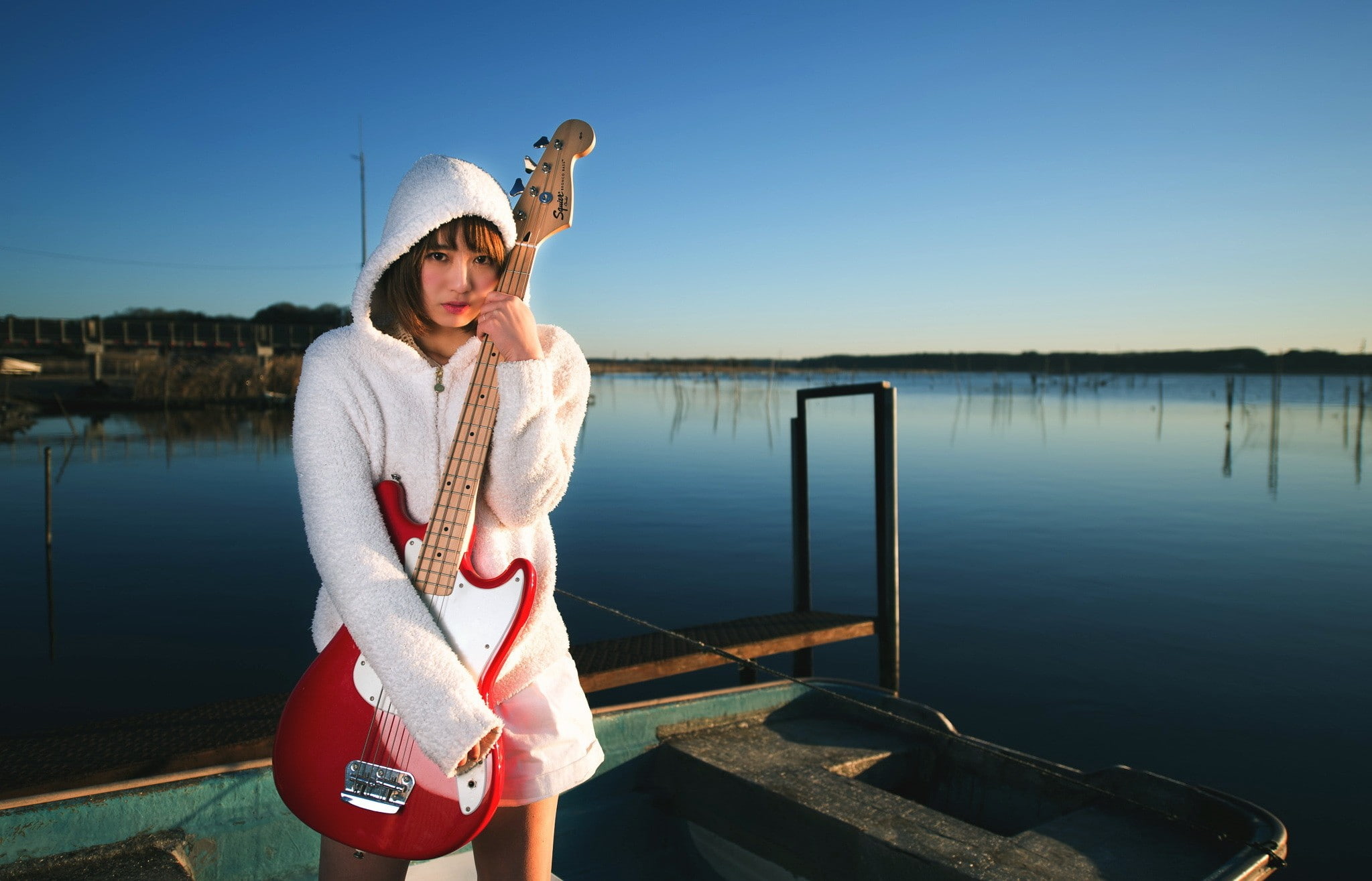 nature, casual clothing, young adult, clear sky, Asian, guitar, lifestyles, leisure activity, day, beauty in nature, standing, hat, adult, three quarter length, HD Wallpaper