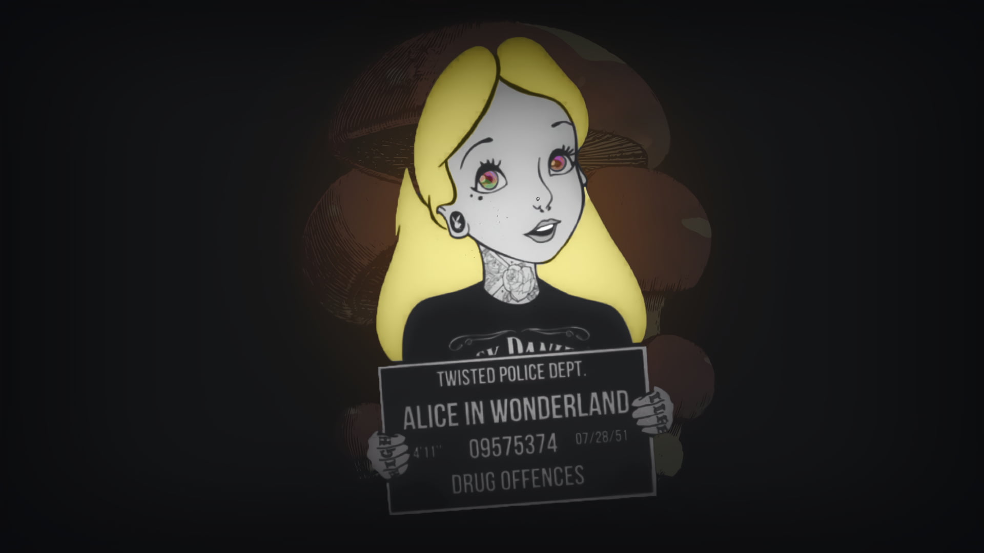 Alice in Wonderland, mushroom, 1080P, punk rock, HD Wallpaper
