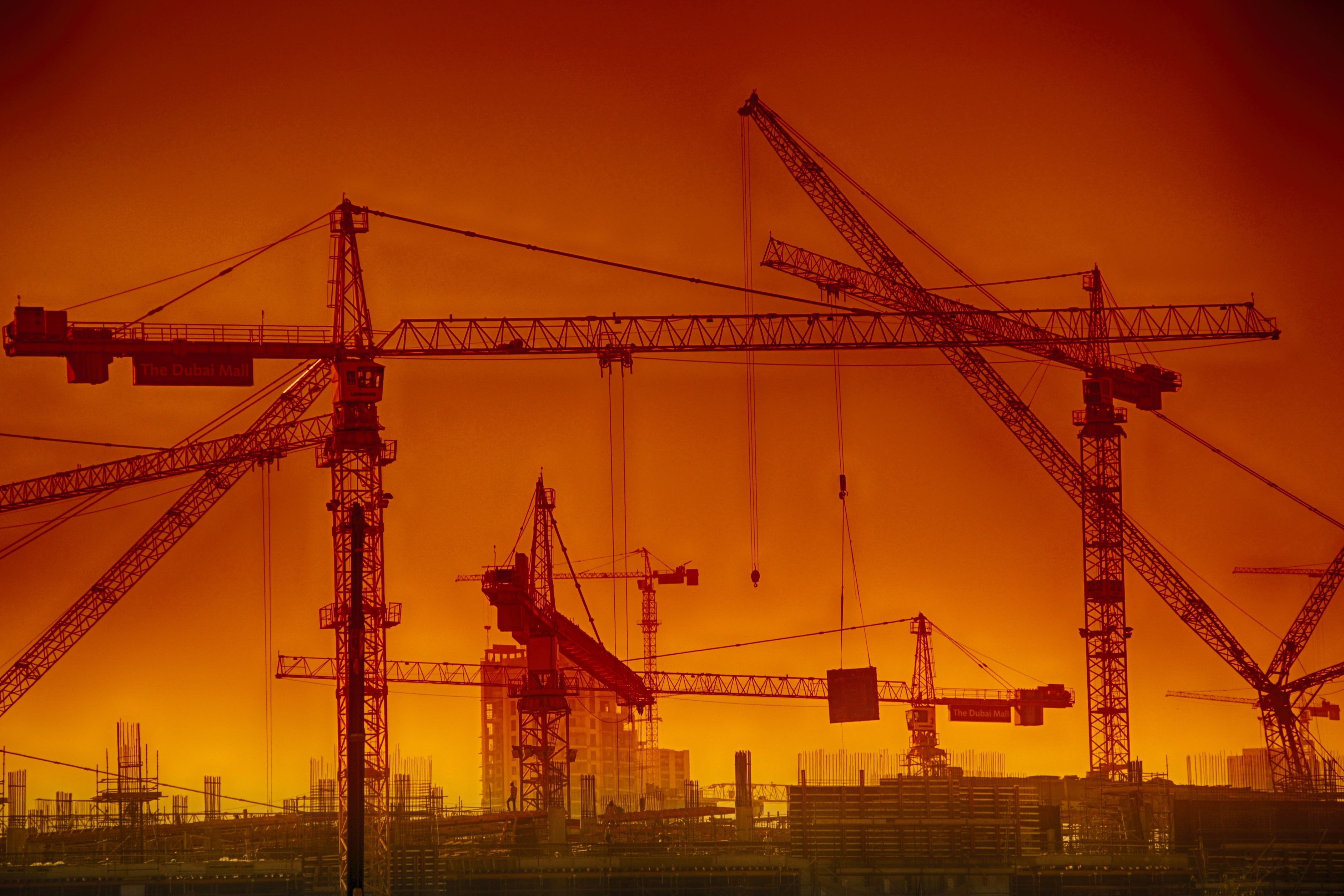 construction site, construction industry, nature, freight transportation, container, pier, crane, machinery, harbor, architecture, business, shipping, 2K, HD Wallpaper