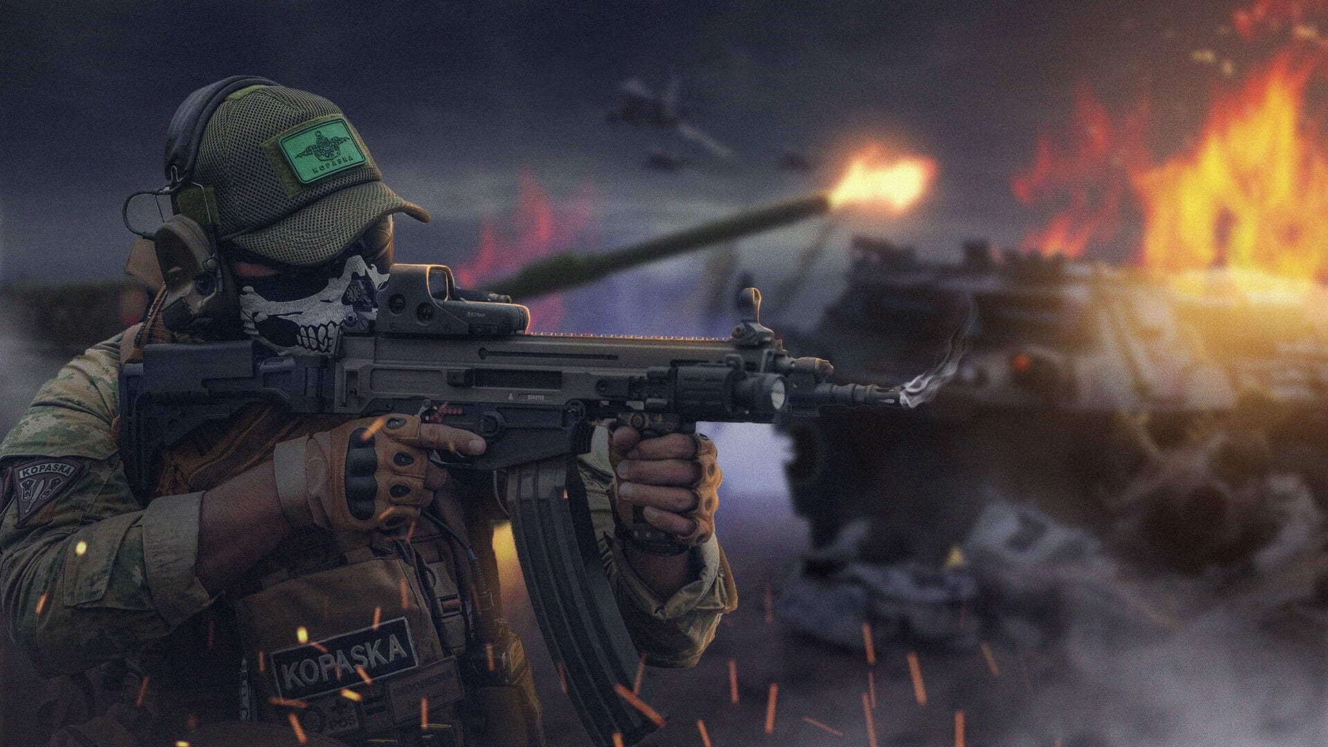 Zidane Ikhwan, 1080P, Military, Male, Frog Forces Command, Soldier, Machine, Indonesia, by Zidane Ikhwan, Weapons, Concept Art, Illustration, Equipment, HD Wallpaper