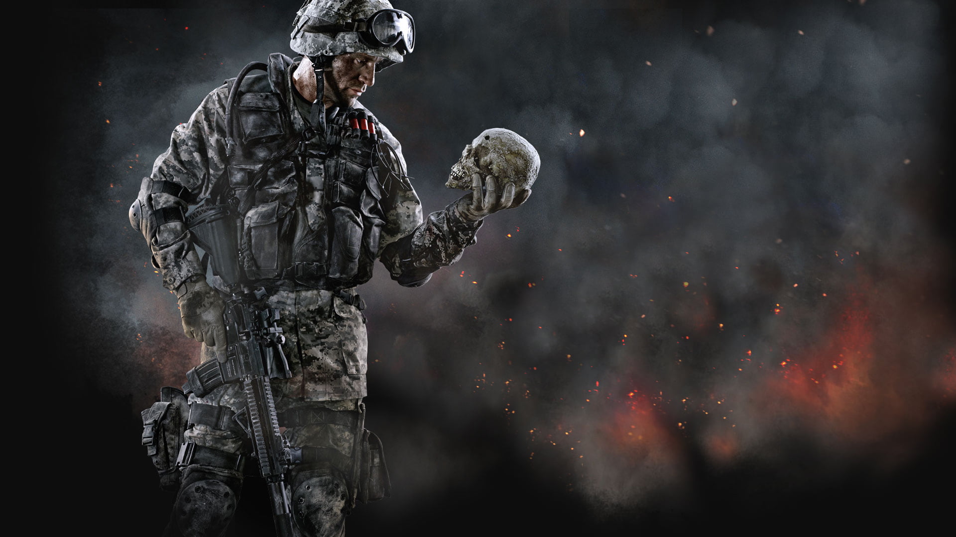 body Armor, flame, special Forces, power, poster, marines, males, holding, government, armed Forces, black background, video, infantry, 1080P, soldiers, HD Wallpaper
