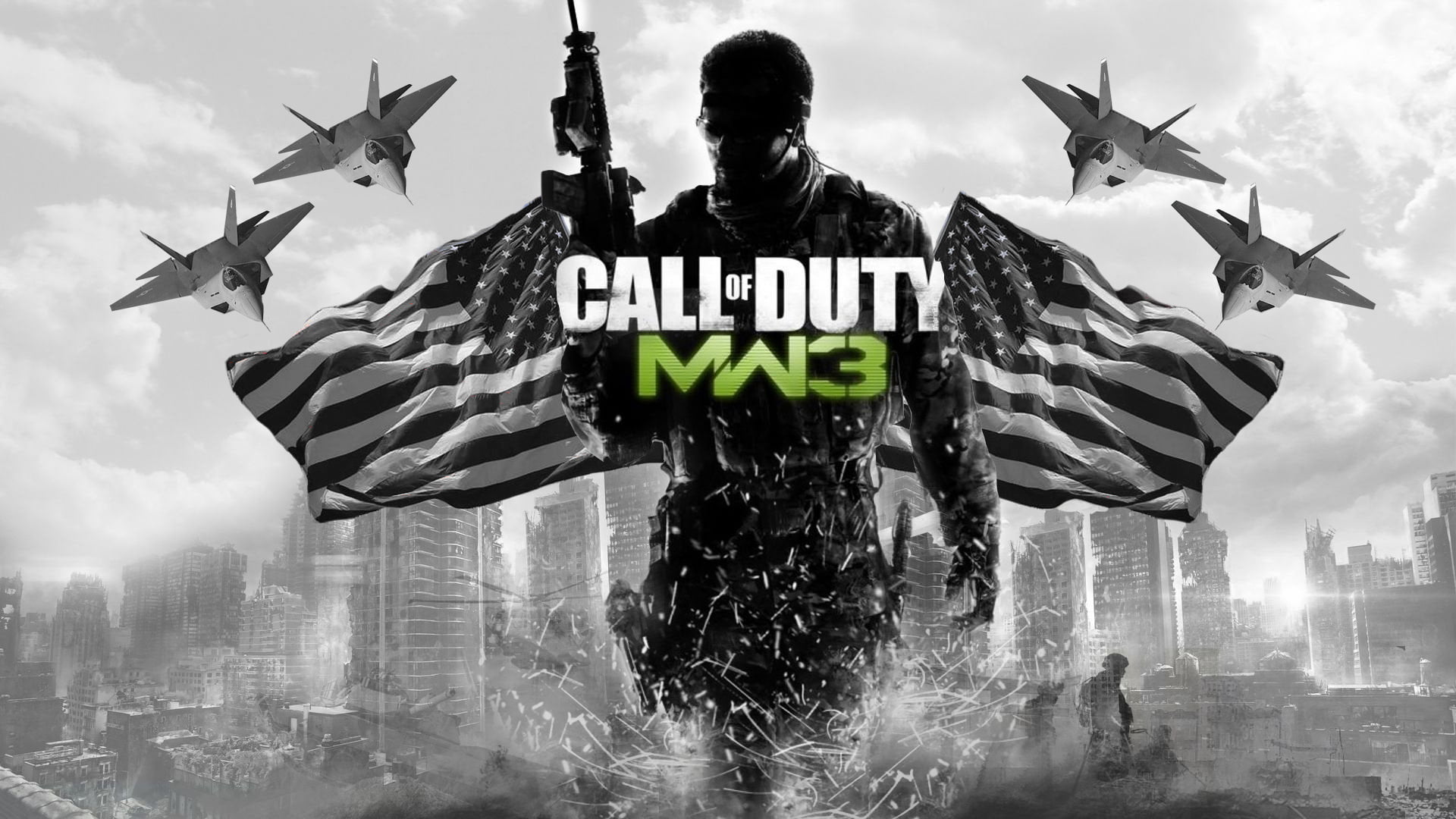 background, call, duty, 1080P, weapons, fighters, mw, call of duty - modern warfare 3, flags, HD Wallpaper