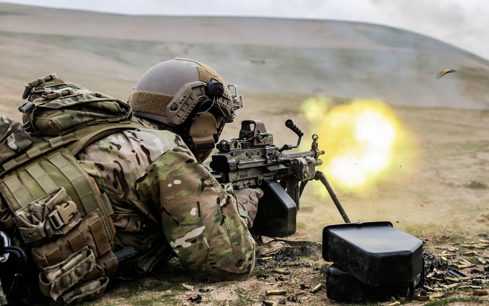 United States Spec Ops, M249 Squad Automatic Weapon, Afghanistan, 1080P, HD Wallpaper
