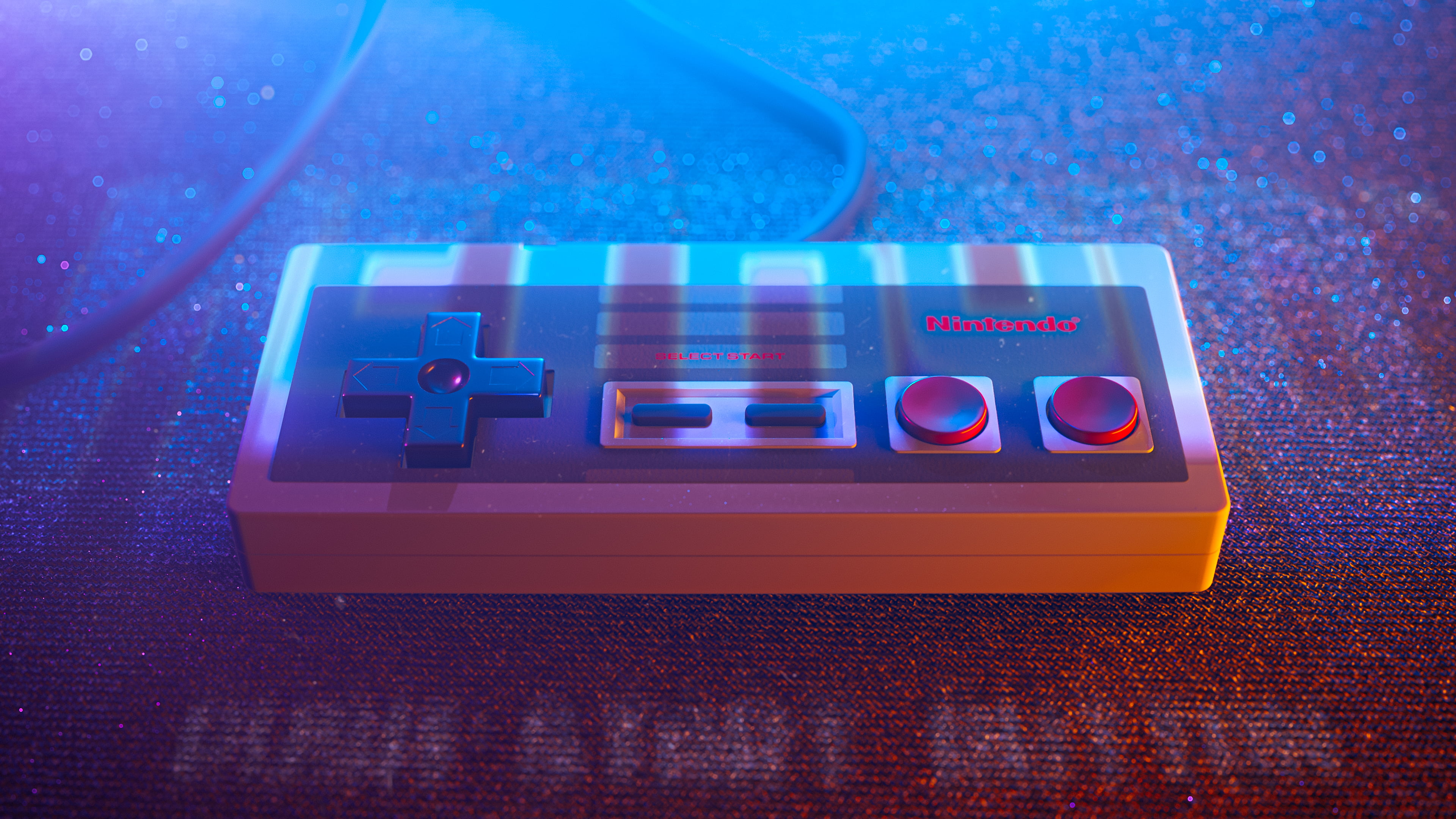 render, retro console, 4K, CGI, Nintendo, digital, gamepad, cyan, HD Wallpaper