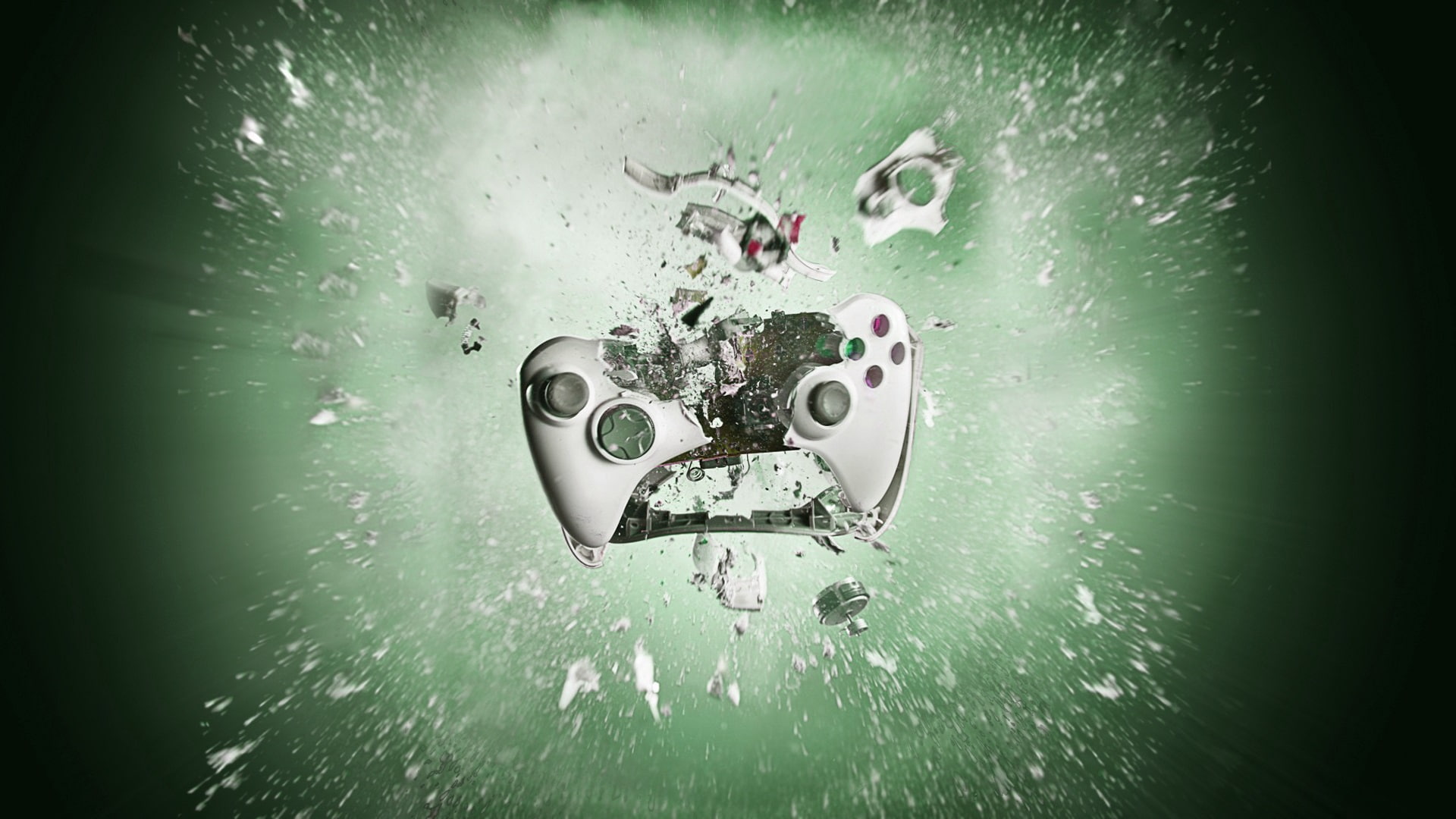 xbox, 1080P, Pieces, Playstation, Gamepad, white, Creative, controller, Pictures, Smashing, HD Wallpaper
