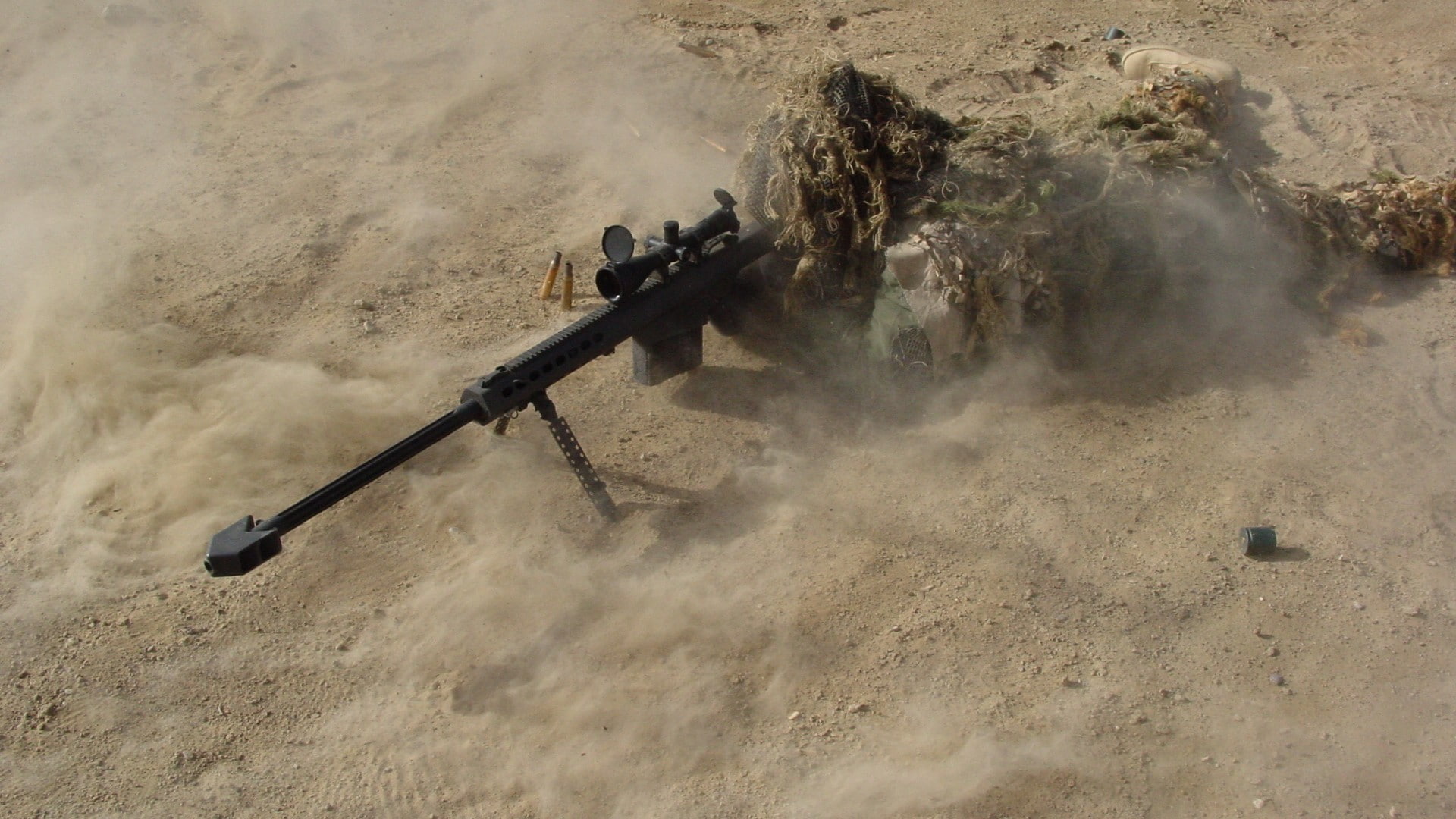Barrett .50 Cal, camouflage, Sniper Rifle, gun, 1080P, war, HD Wallpaper