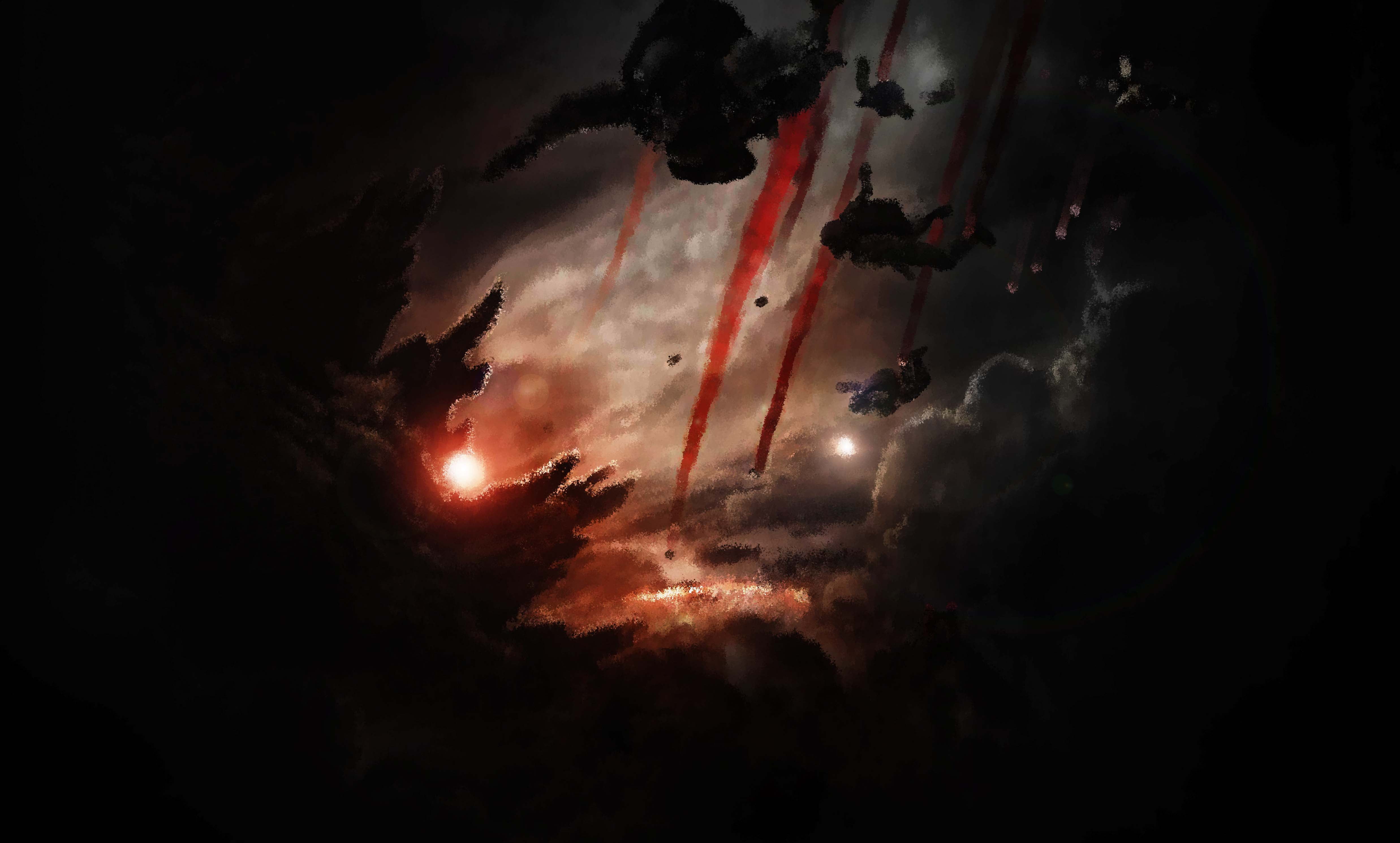 exploration, dark, outdoors, tranquility, black background, artwork, low angle view, mystery, Godzilla, beauty in nature, night, strength, flares, cloud - sky, HD Wallpaper