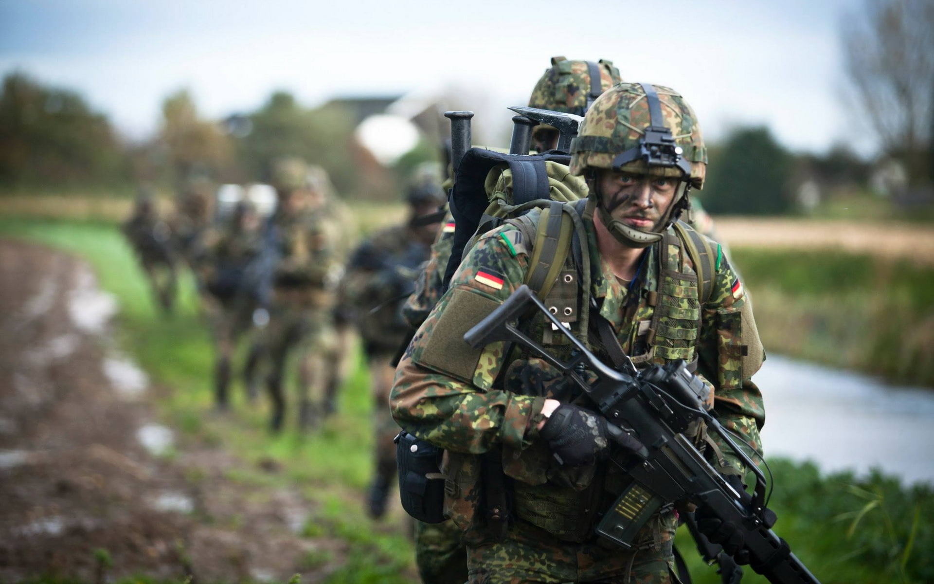 soldiers, 1080P, German Army Paratrooper, weapons, HD Wallpaper