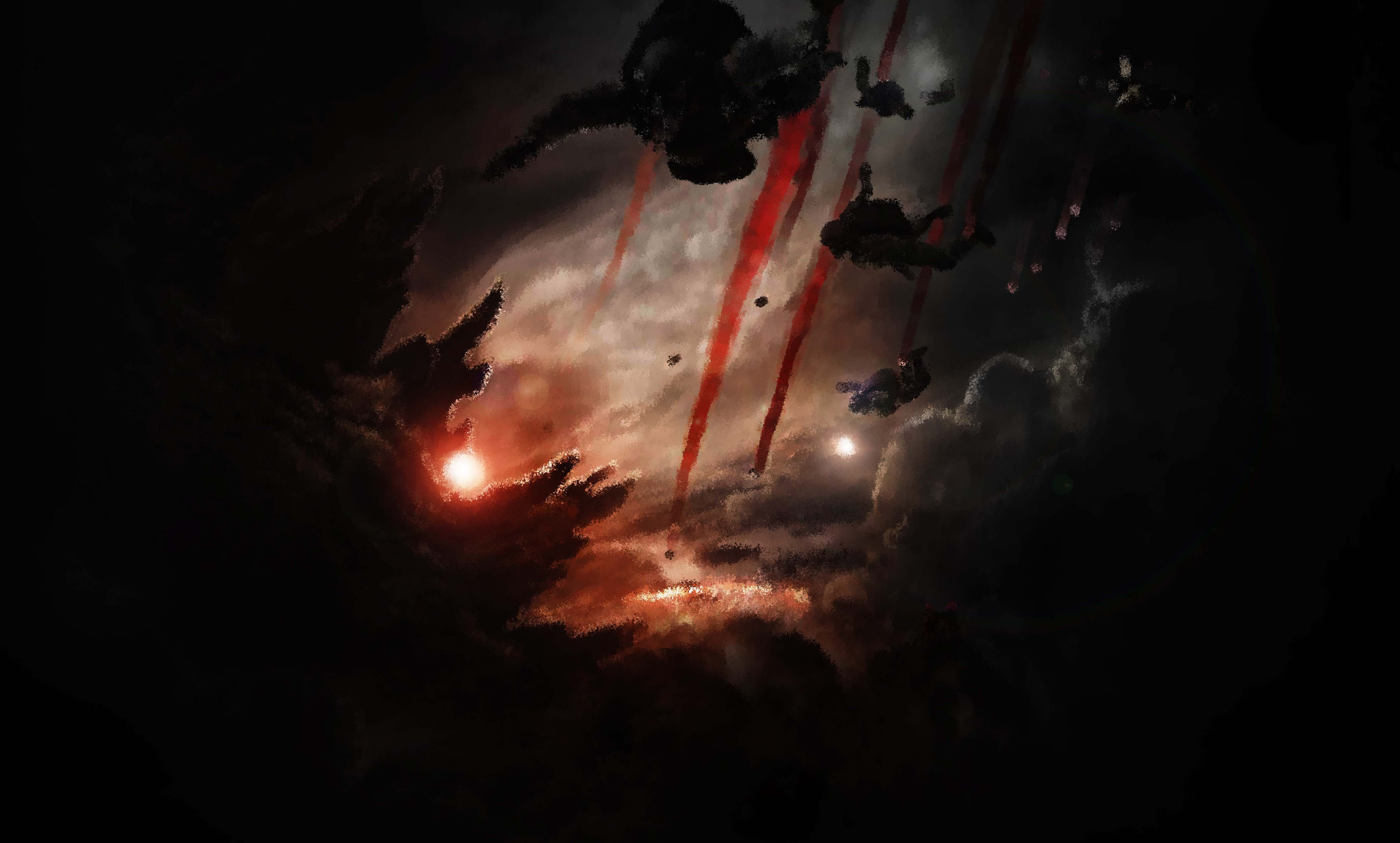 Paratroopers, BlackInk, 4K, Godzilla, Dark, Flares, HD Wallpaper