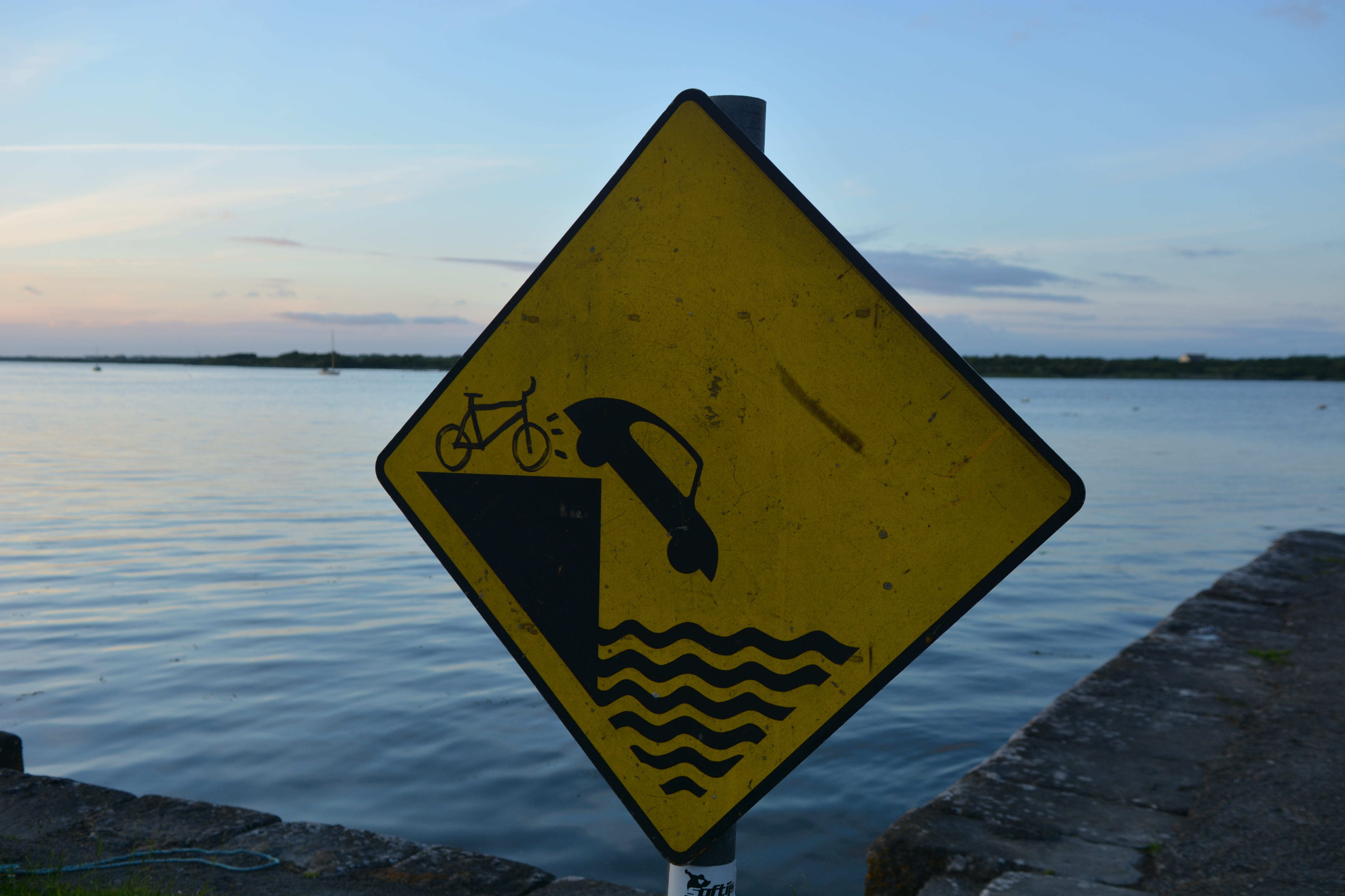 nature, day, information, signage, sea, black, focus on foreground, water, road, sky, outdoors, representation, no people, warning sign, shape, Technology, HD Wallpaper