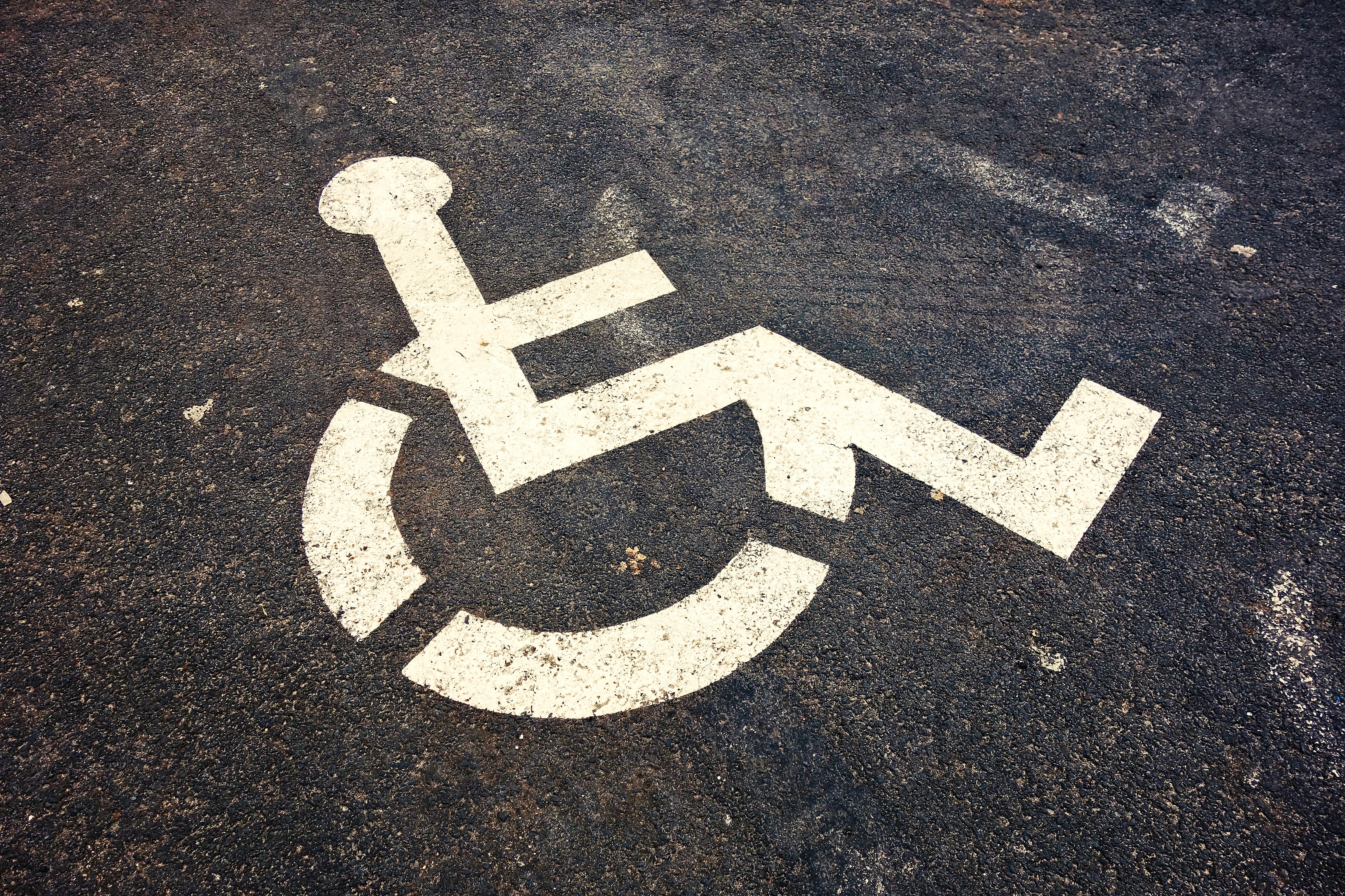 information sign, representation, parking, handicapped, vehicle, street, road marking, wheelchair, no people, sign, invalid, transportation, high angle view, HD Wallpaper