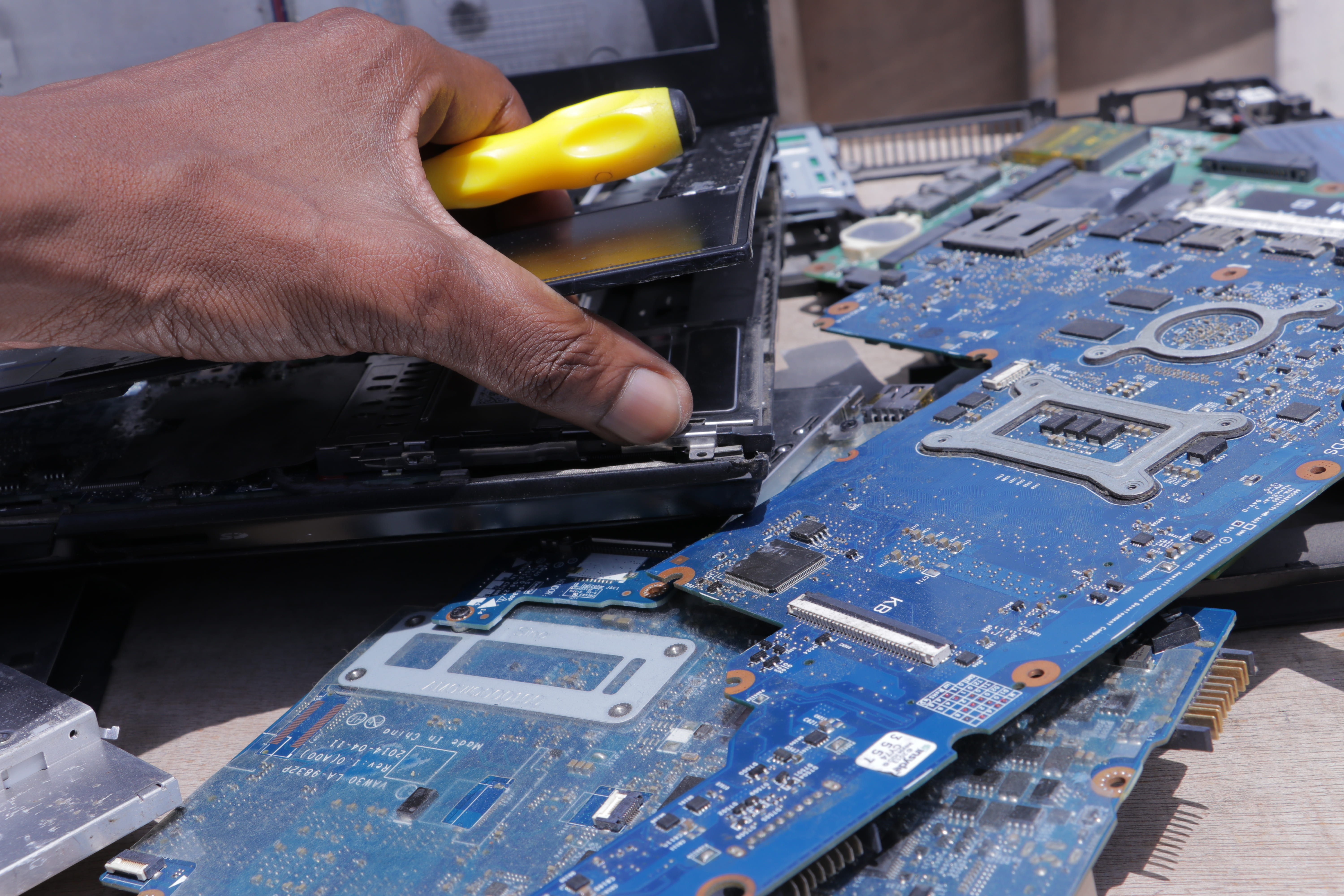 indoors, sunlight, tech, screwdriver, hardware, working, 5K, computer motherboard, computer, technology, industry, electronics industry, circuit, electronic, HD Wallpaper