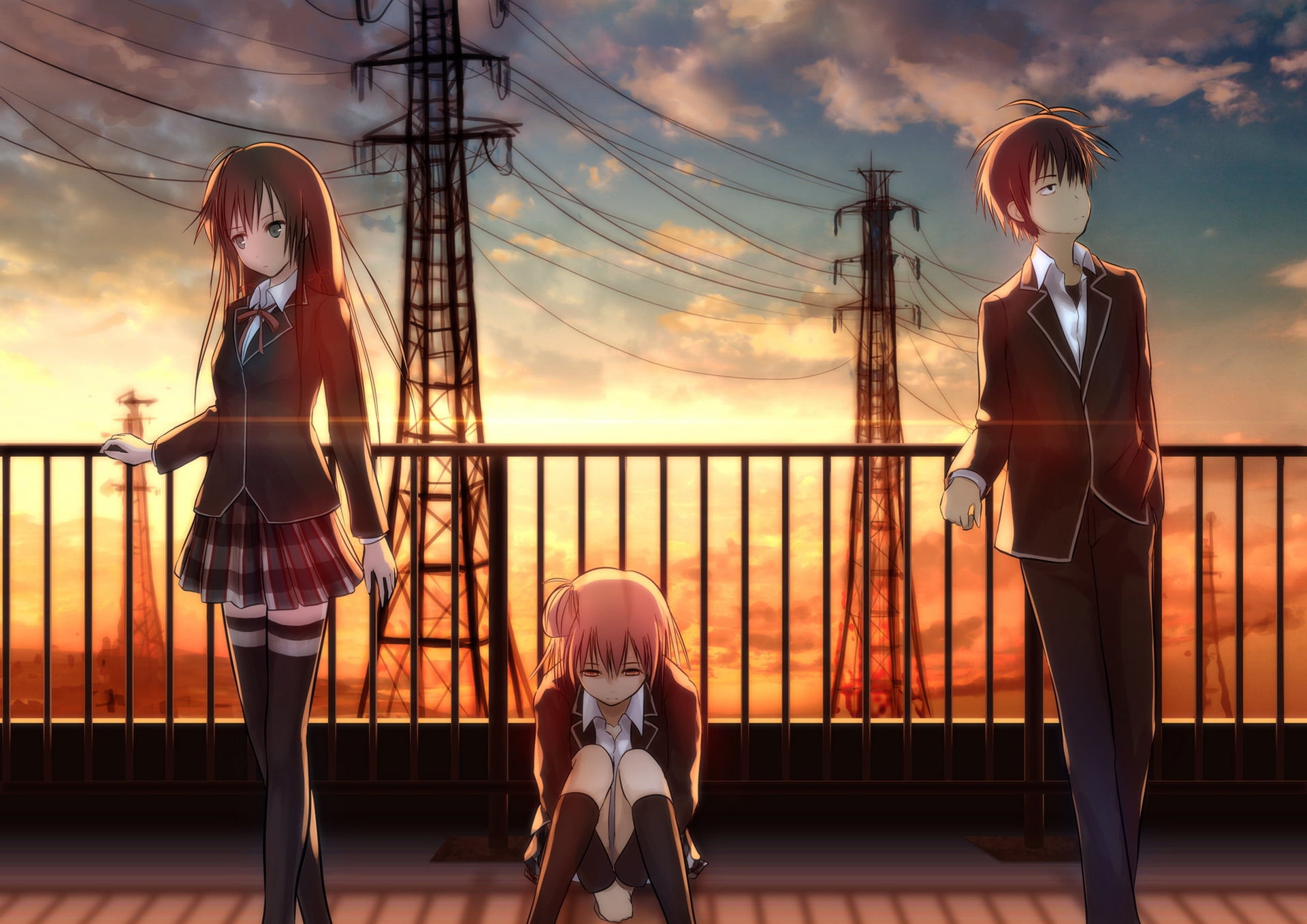 women, young women, adult, leisure activity, connection, young adult, railing, people, art, students, form, 1080P, outdoors, lifestyles, anime, yuigahama Yui suggests, HD Wallpaper