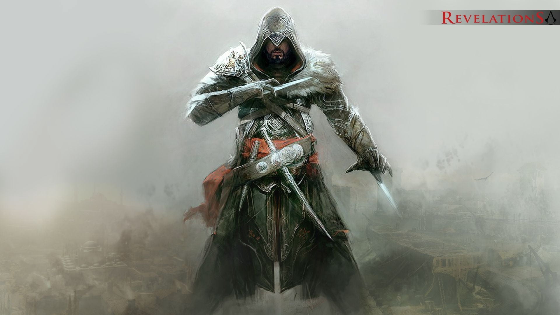 indoors, knight - Person, warrior, knifes, hydrogen Bomb, war, judgment Day - Apocalypse, obscured face, costume, fog, assassin, unrecognizable person, HD Wallpaper