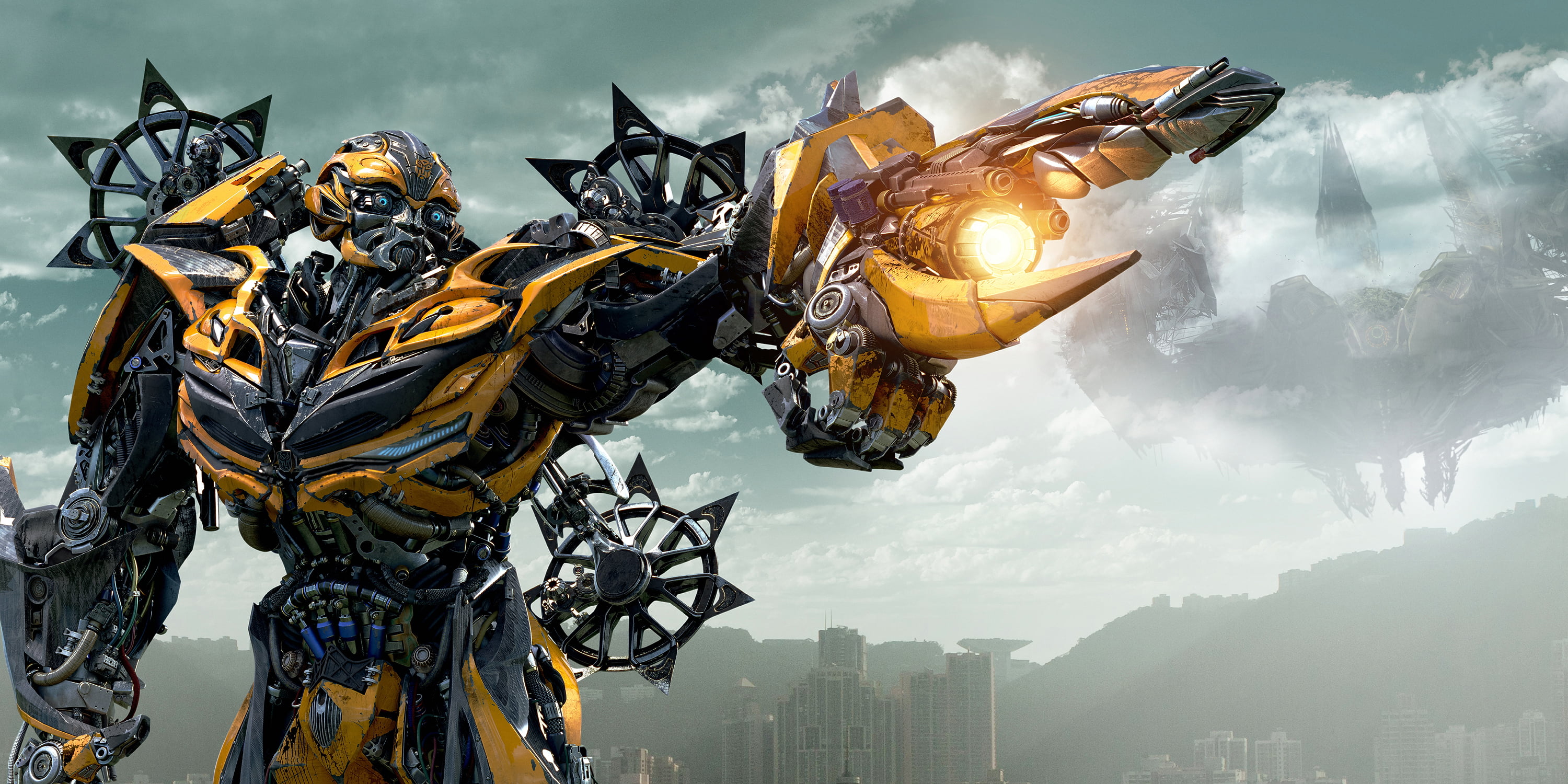 gun, science, cyborg, fantasy, imagination, cloud - sky, bee, sunlight, blade, outdoors, technology, metal, arts culture and entertainment, architecture, HD Wallpaper