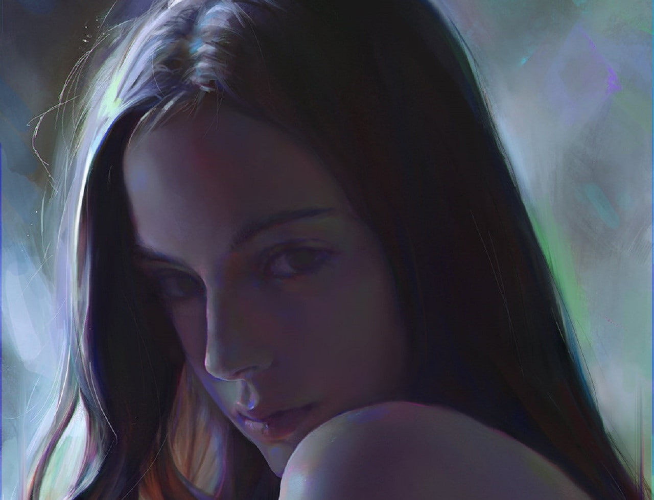 720P, hair, looking at camera, teenager, human hair, indoors, beautiful woman, women, portrait, contemplation, emotion, close-up, caricature, looking, HD Wallpaper