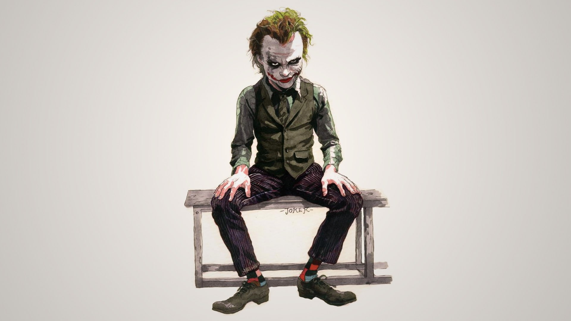Joker, artwork, Batman, caricature, anime, simple background, 1080P, jocker, HD Wallpaper