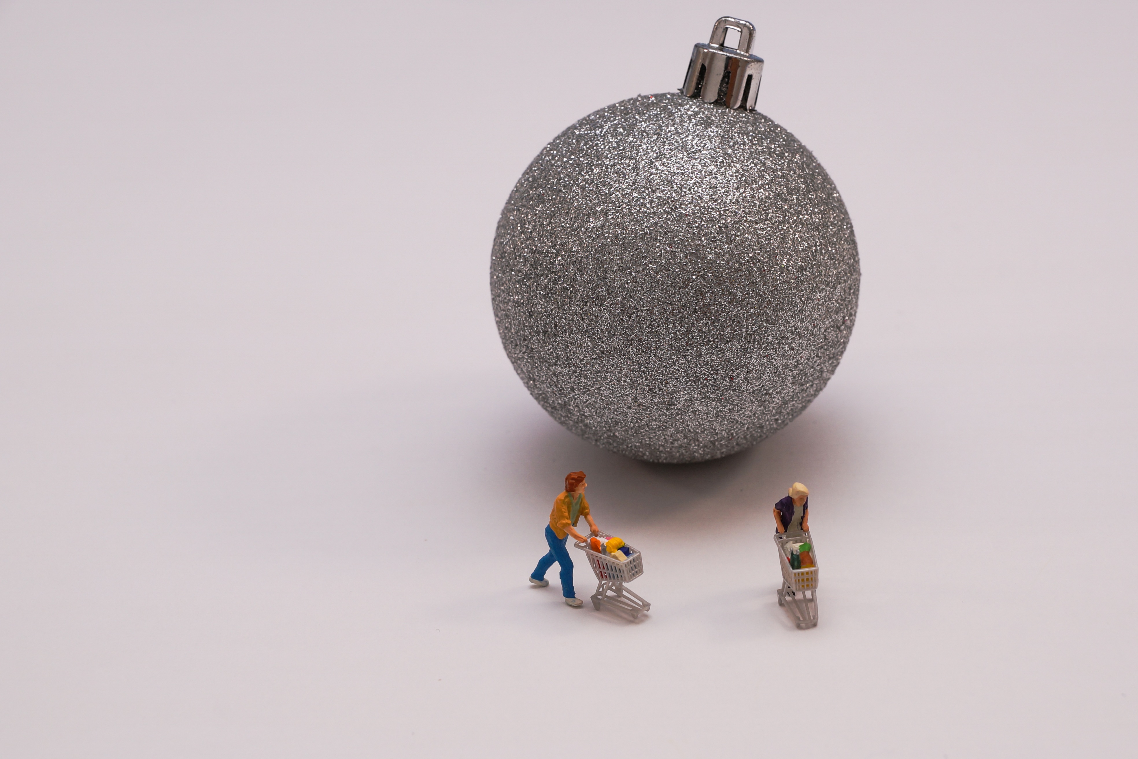 christmas ornament, trolley, indoors, bauble, 4K, advent, christmas decoration, human representation, too much, overload, xmas, christmas, no people, silver colored, HD Wallpaper