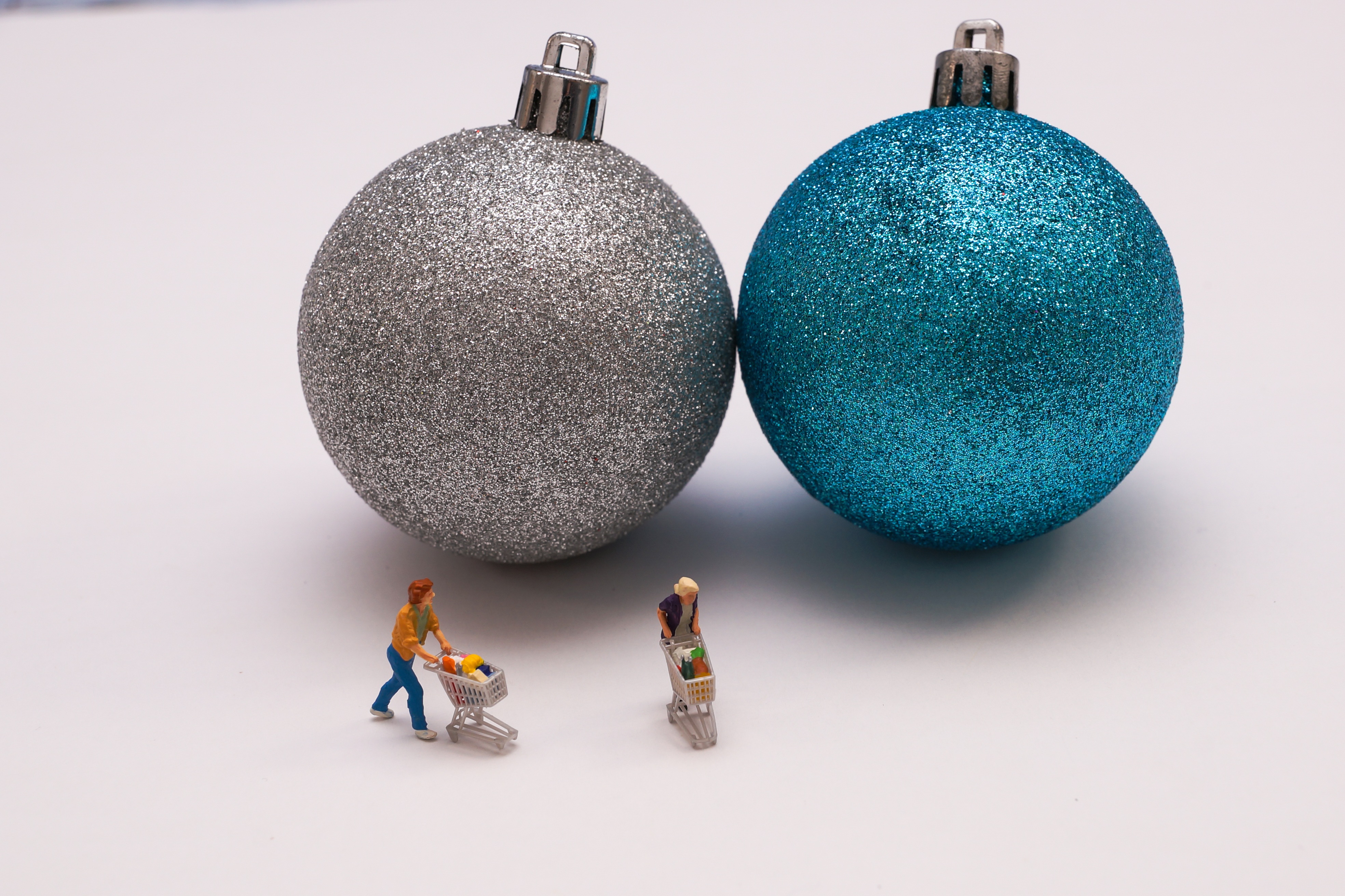 overload, human representation, celebration, representation, decoration, silver colored, supermarket, gray, shopping basket, shiny, shopping, woman, xmas, HD Wallpaper