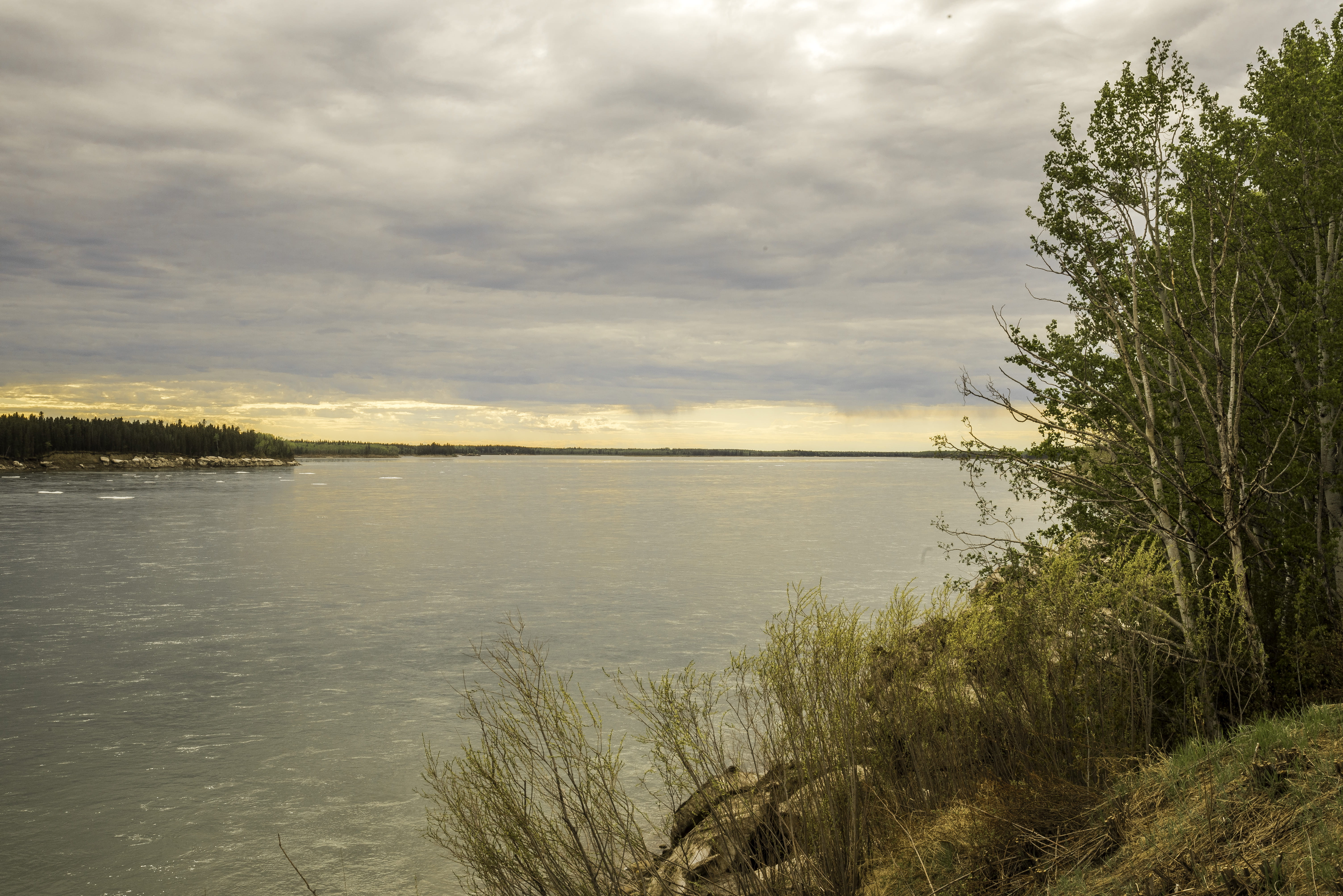 sky, lake, 5K, beach, river, cloudy, Fort Providence, tranquil scene, outdoors, no People, clouds, mckenzie, scenics, plant, scenics - nature, beauty in nature, HD Wallpaper