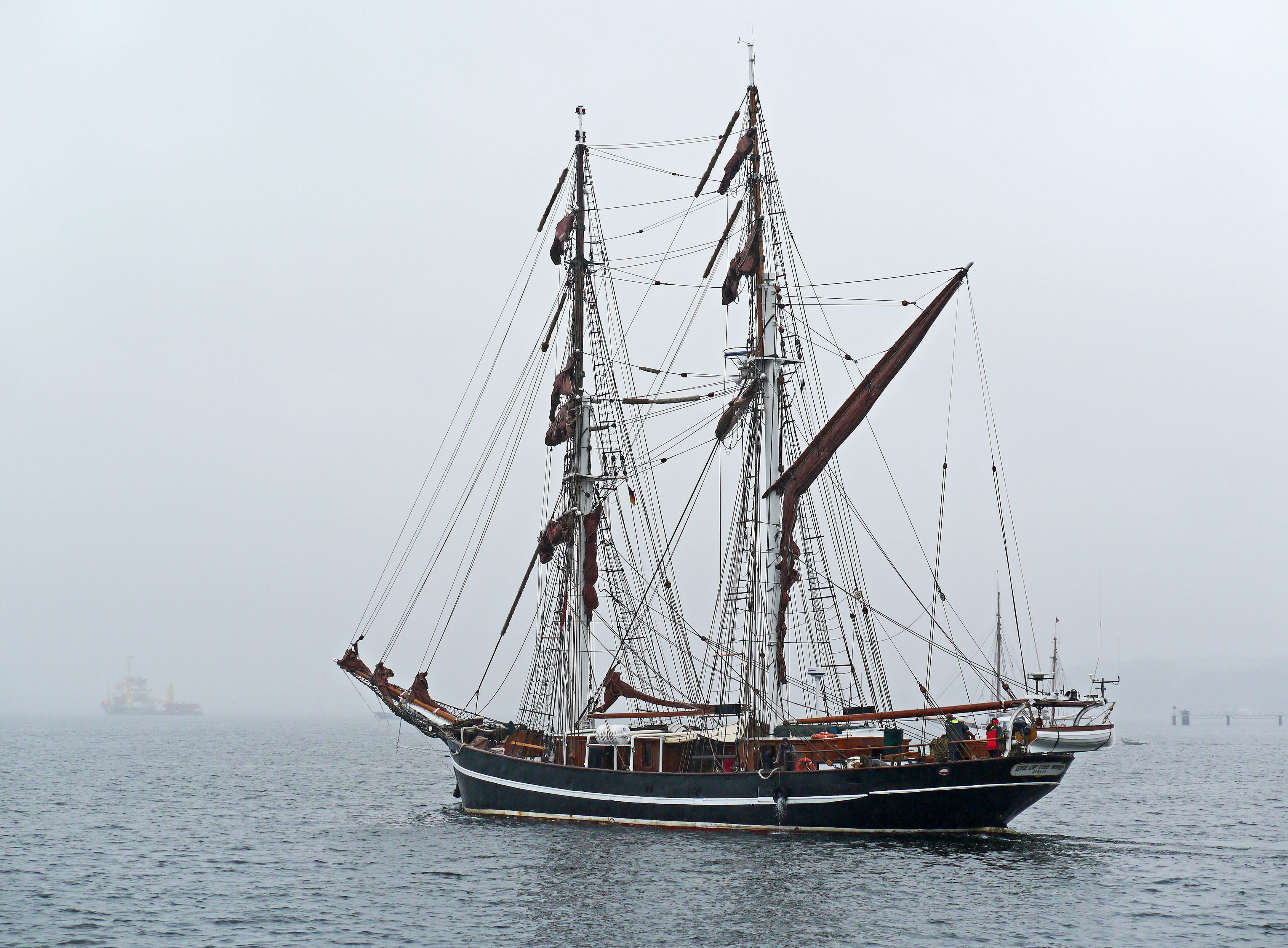 black, participation in kiel week, history, nautical vessel, travel, jersey, zweimaster, pole, sailing, sailboat, fog travel, mode of transportation, parade, HD Wallpaper