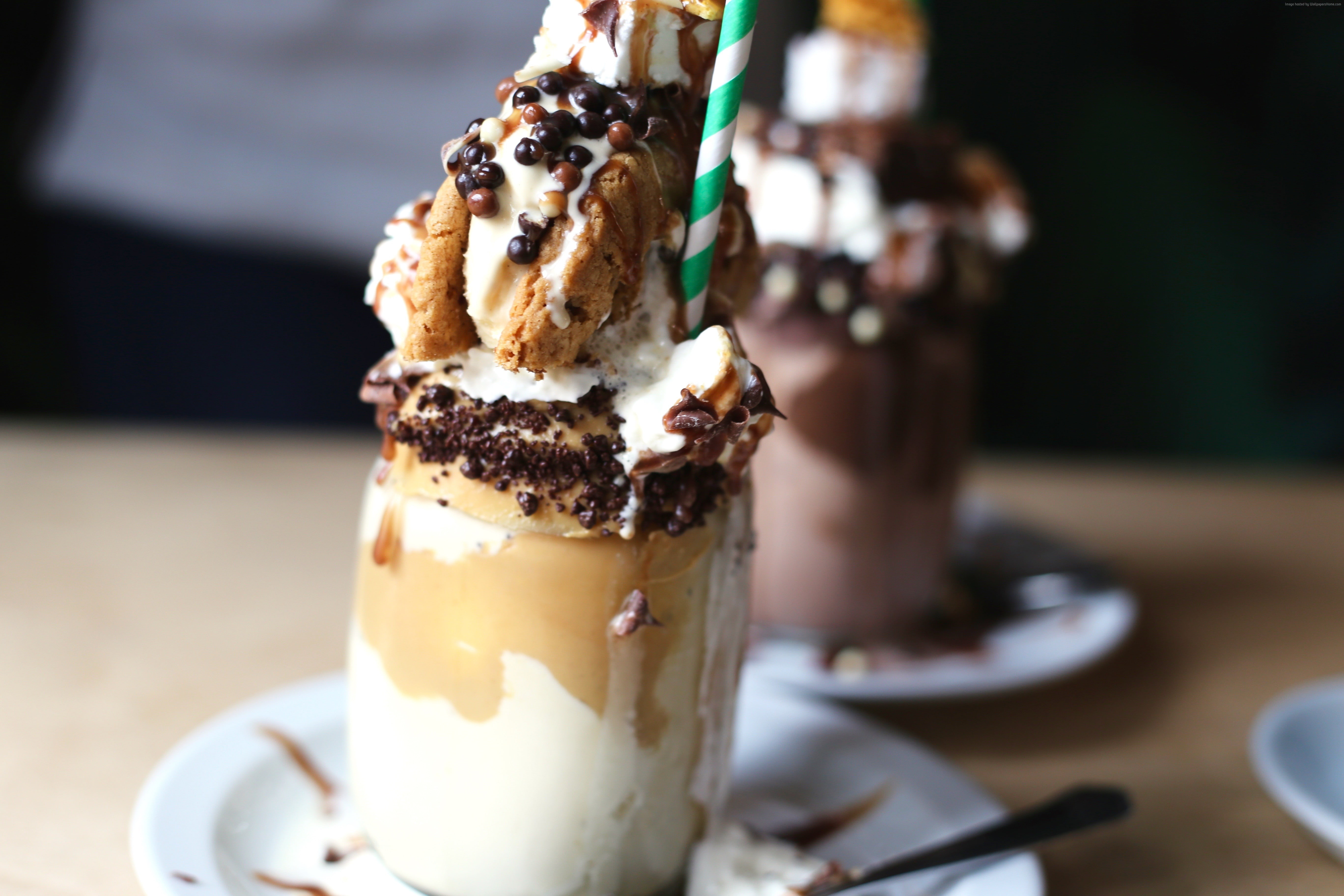 milk shake, freakshakes, freak shake, cake, 5K, HD Wallpaper