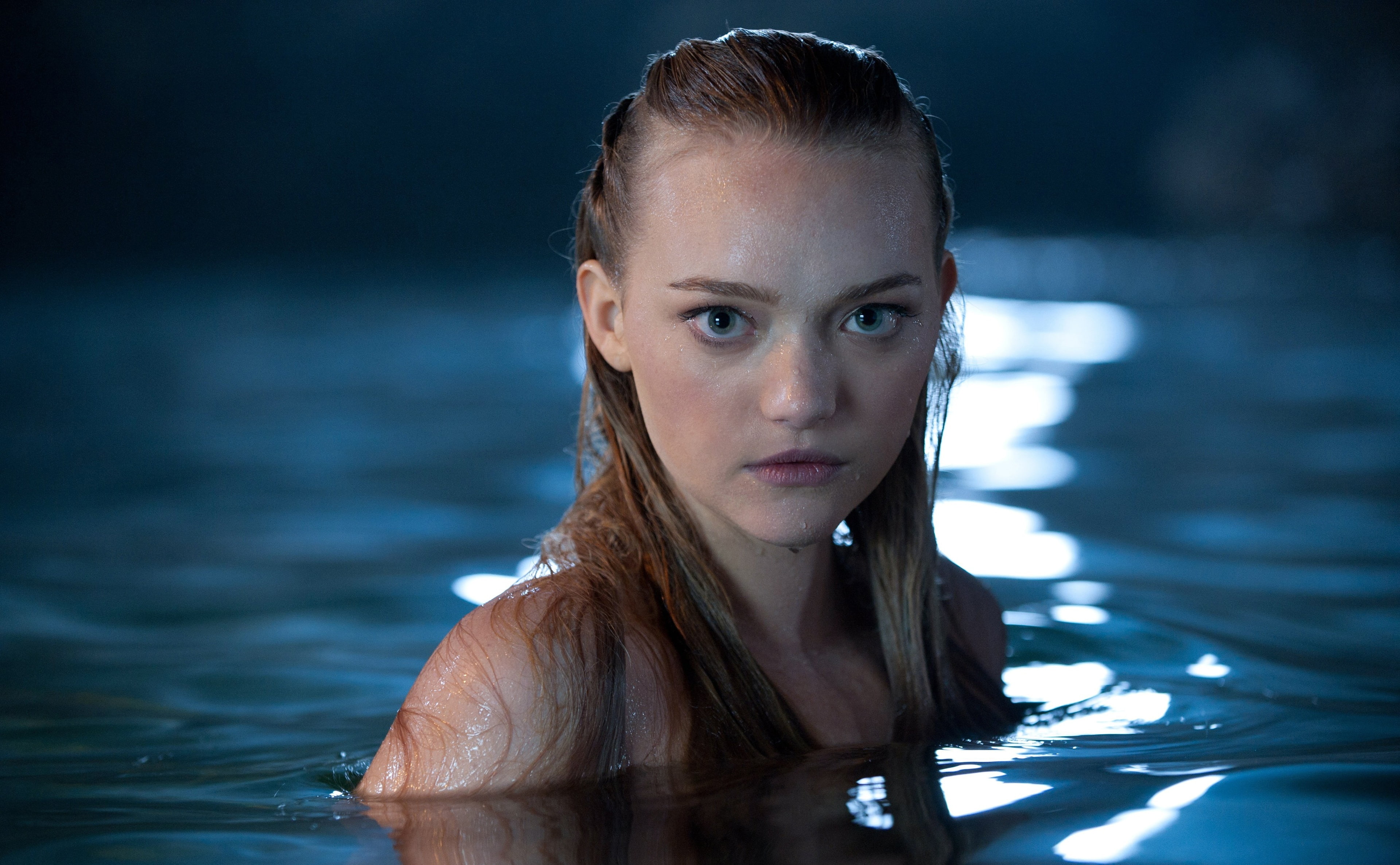 woman, young women, hair, Pirates Of The Caribbean, Stranger, 4K, portrait, contemplation, brown hair, water, Pirates, beautiful woman, looking at camera, HD Wallpaper