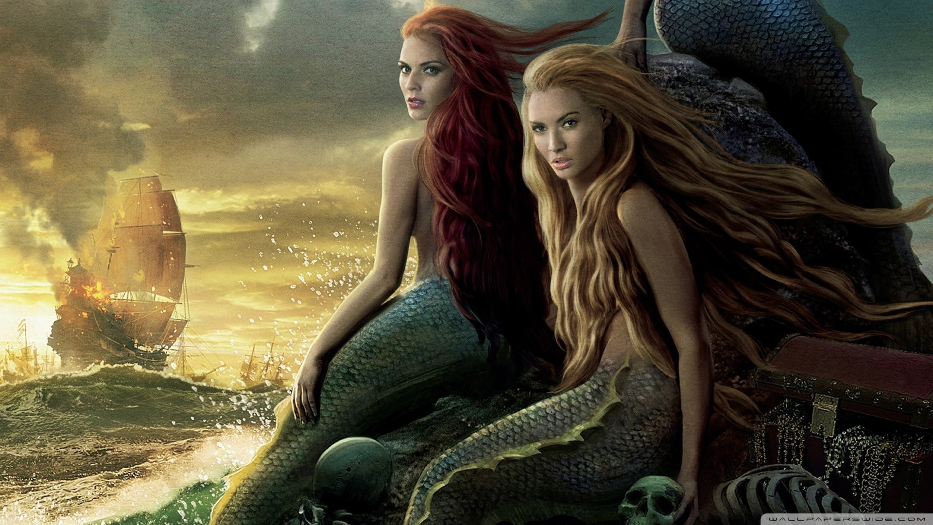 wallp, hd, art, pirates, movies, x, entertainment, stranger, Pirates of the Caribbean, sirens, caribbean, tides, 1080P, HD Wallpaper
