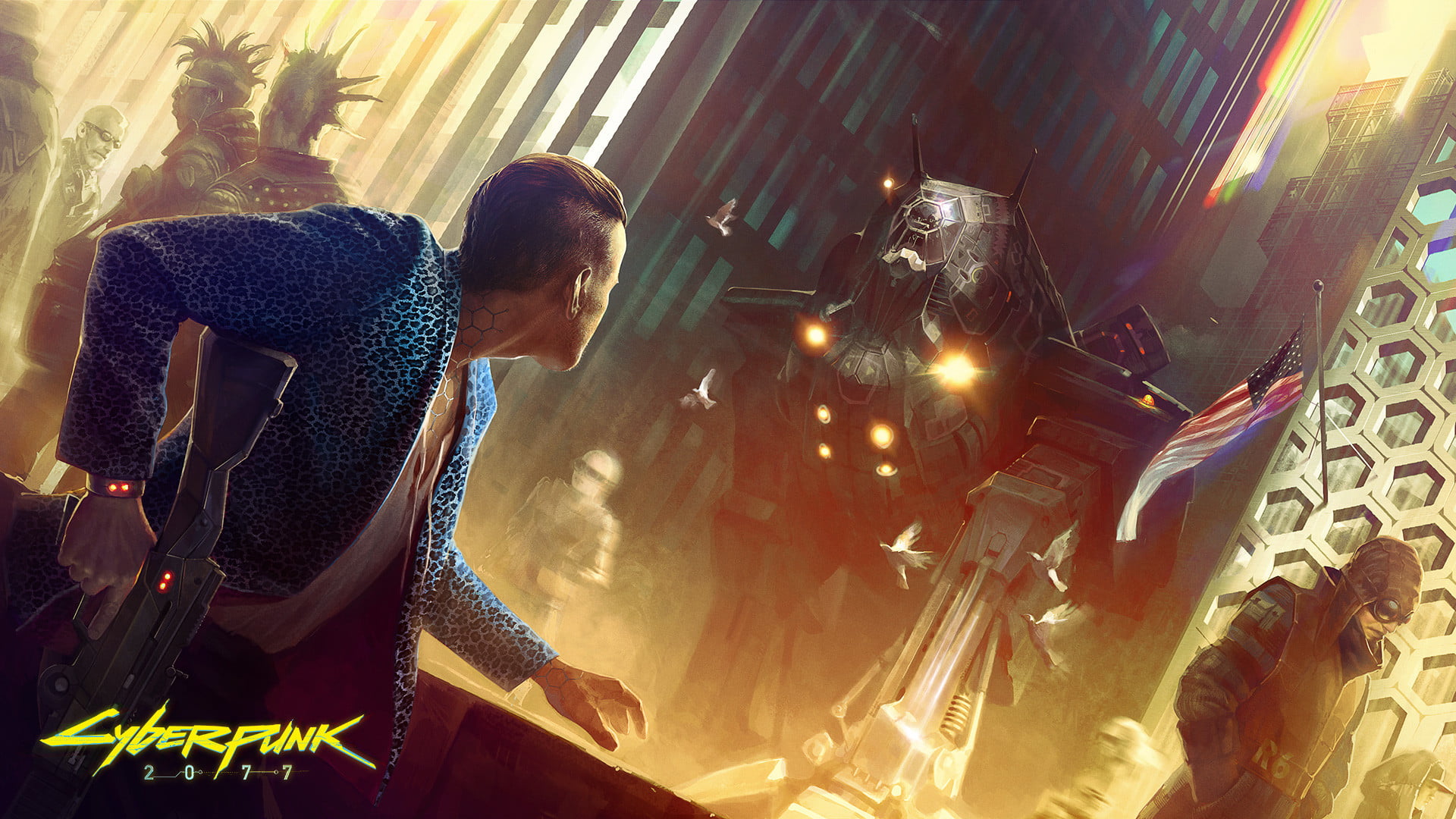 three quarter length, men, sunlight, casual clothing, one person, Cyberpunk 2077, built structure, table, real people, architecture, illuminated, young adult, HD Wallpaper