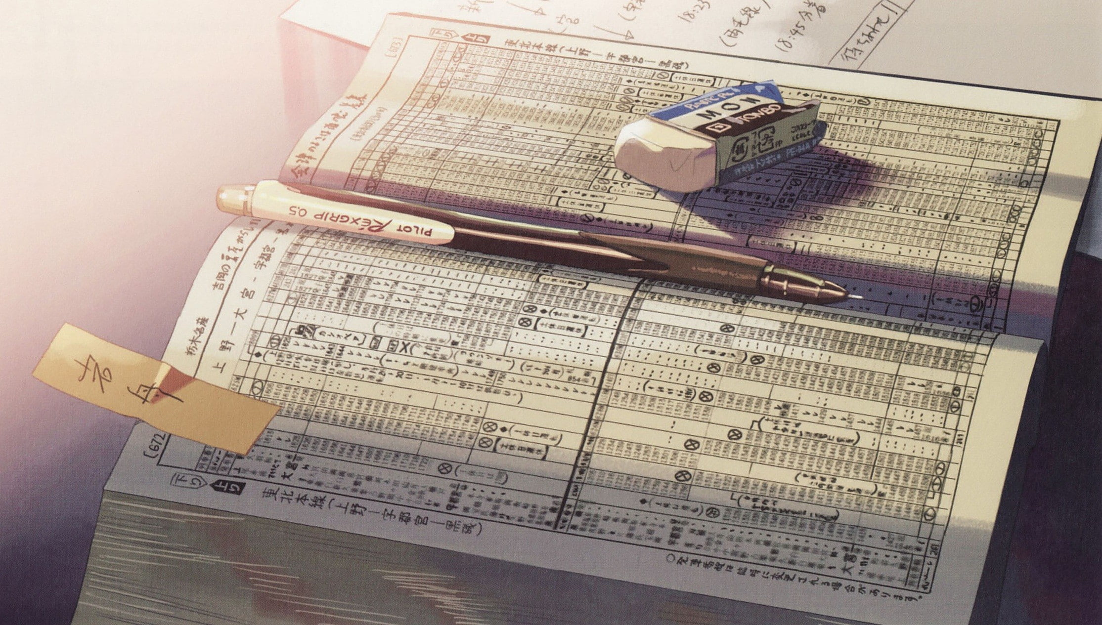 pencils, 1080P, books, centimeters, makoto, shinkai, memories, anime, eraser, HD Wallpaper