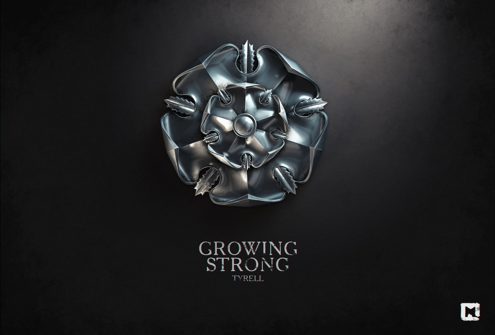 metallic, tyrell, thrones, houses, logos, architecture, game, art, melaamory, 720P, house, x, minimalistic, hd, HD Wallpaper
