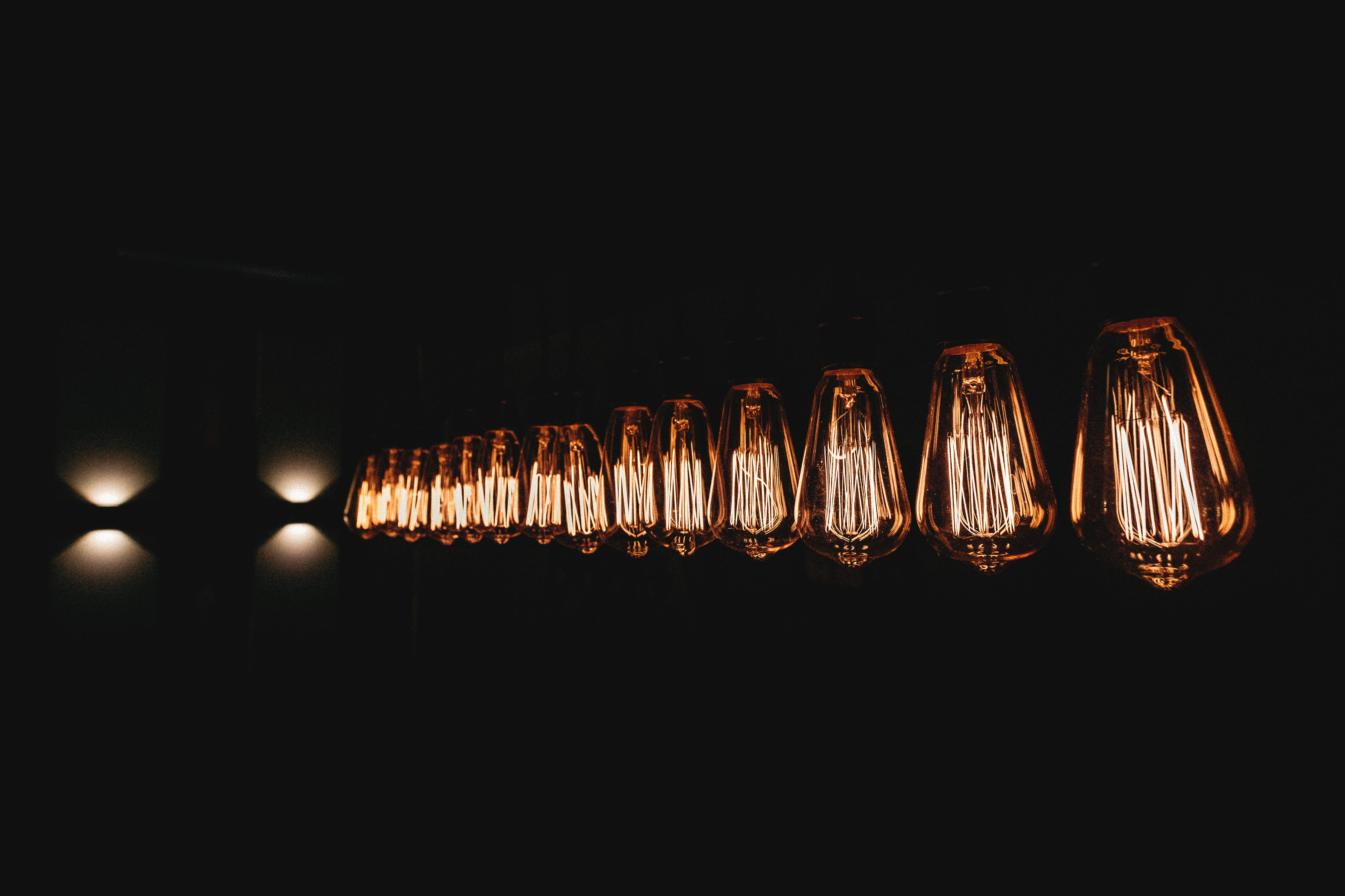 lighting equipment, studio shot, glass - material, no people, night, 4K, light - natural phenomenon, lighting, illuminated, close-up, lamp, side by side, HD Wallpaper