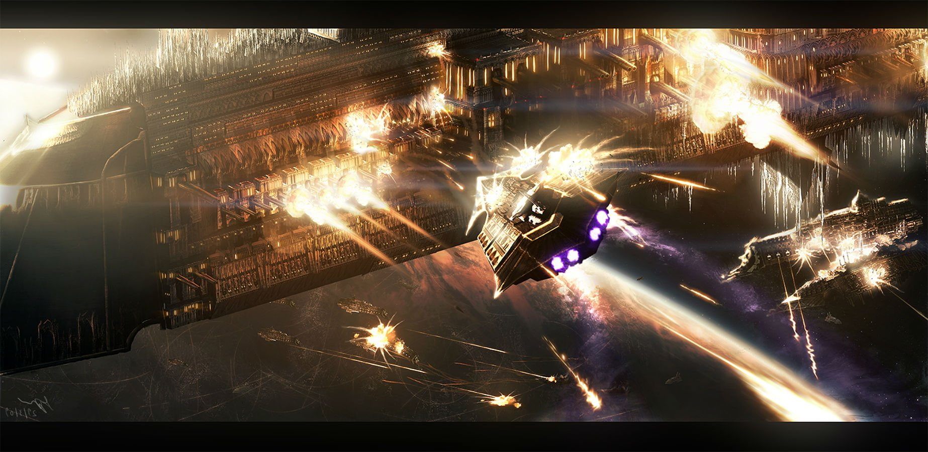 spaceship, 40k, blurred motion, illuminated, night, transfer print, shooter, firework, Warhammer, Futuristic, arts culture and entertainment, real people, HD Wallpaper