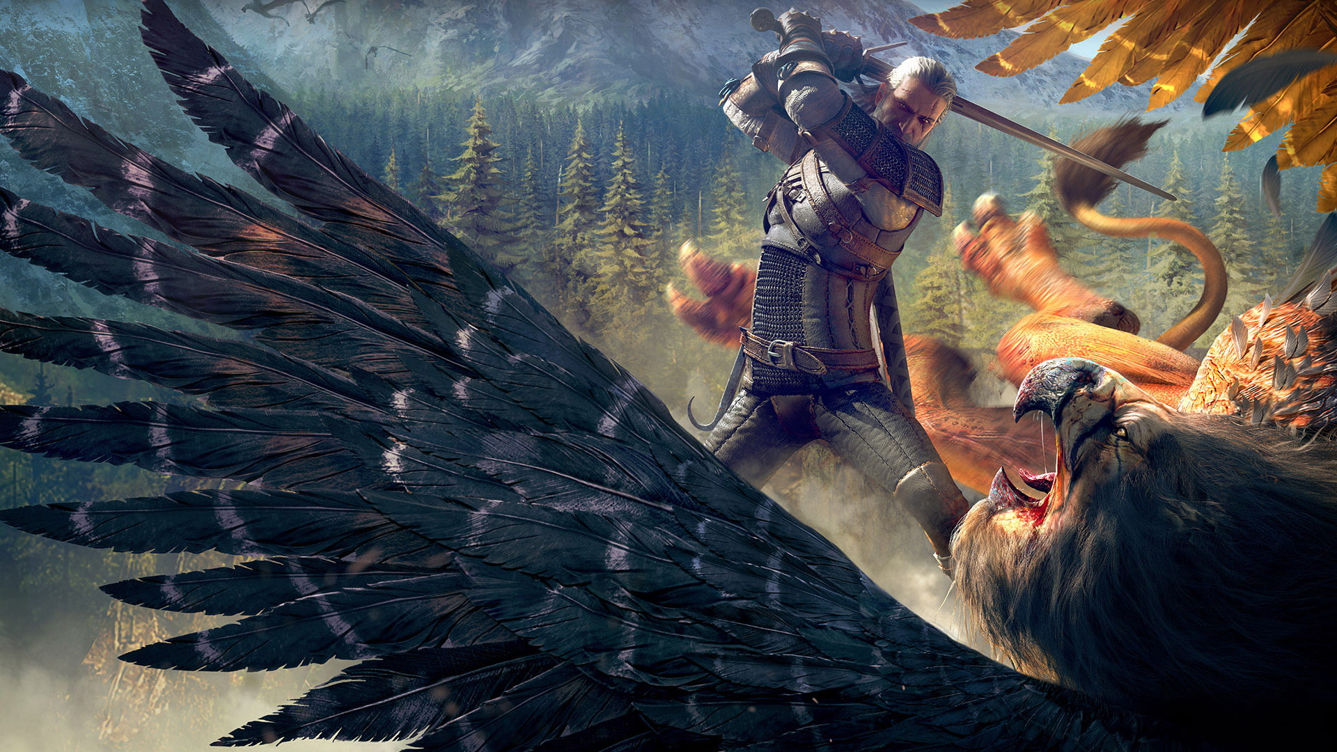 1080P, griffin, wild, witcher, hunt, HD Wallpaper