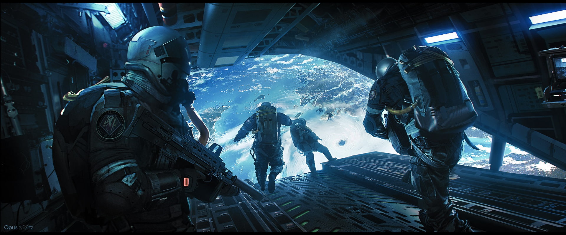 Earth, architecture, group of people, real people, skill, people, science fiction, protective workwear, transportation, Felix Bauer-Schlichtegroll, futuristic, HD Wallpaper