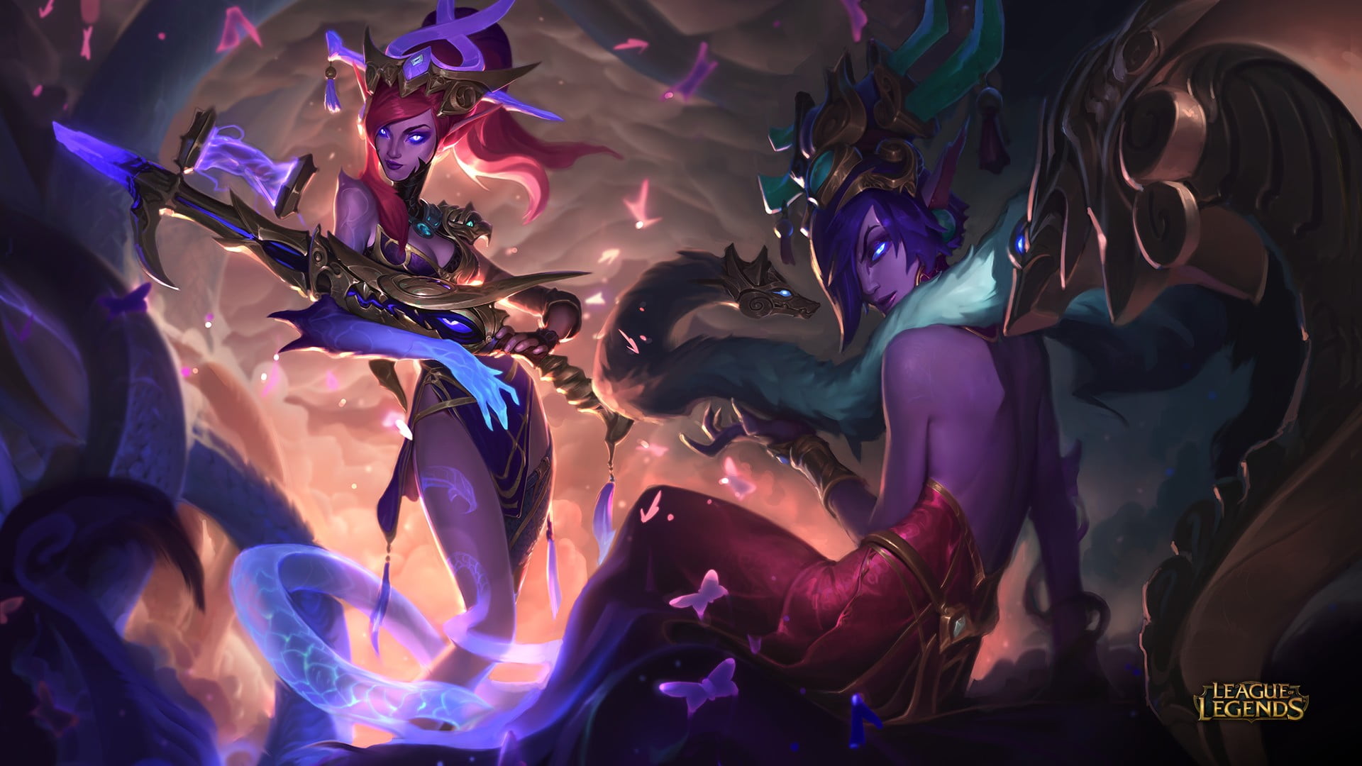 1080P, League of Legends, large group of people, indoors, leisure activity, full frame, multi colored, Caitlyn (League of Legends), group, night, nightlife, HD Wallpaper