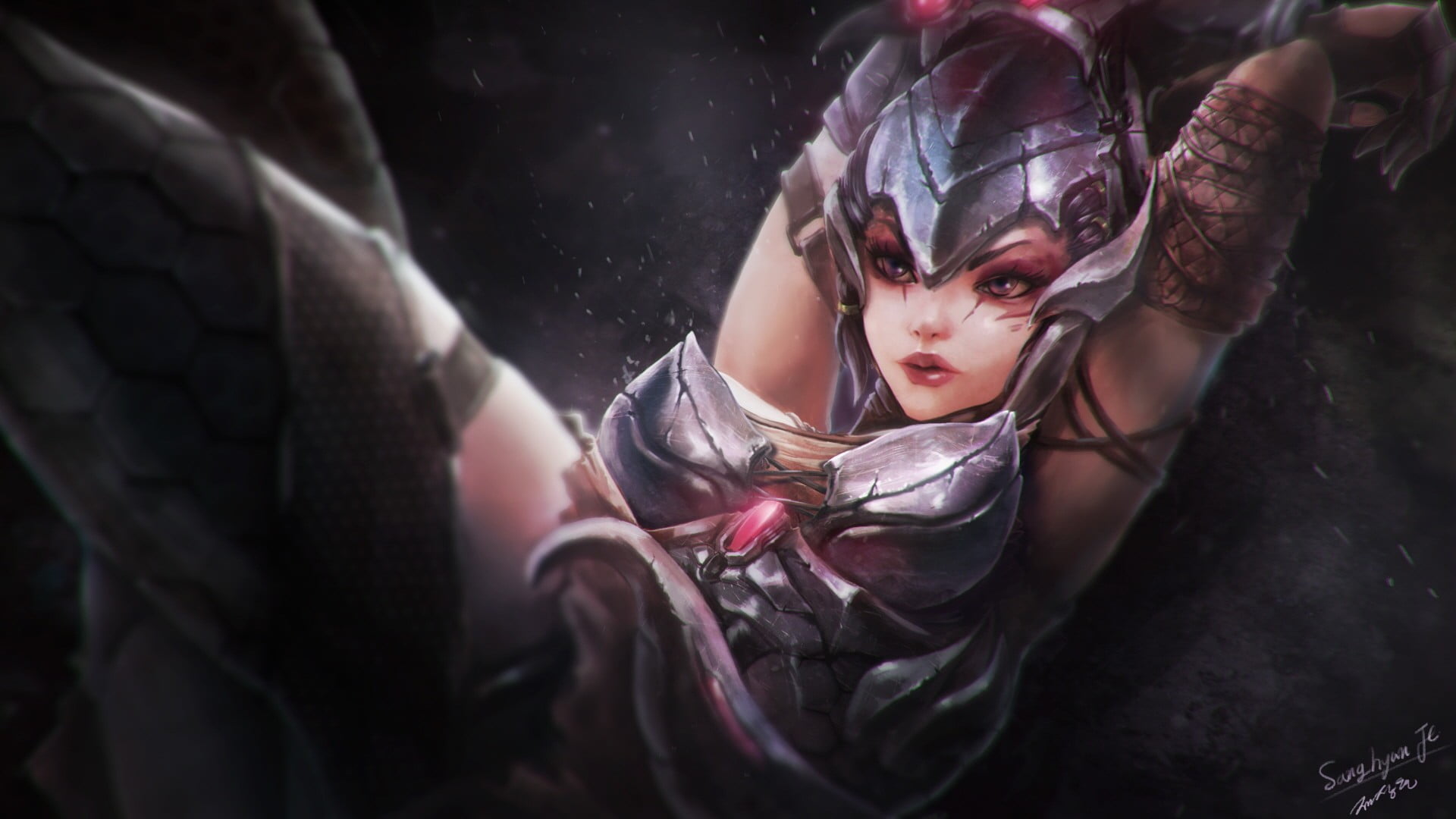 beautiful woman, looking, selective focus, women, mystery, clothing, League of Legends, 1080P, front view, indoors, portrait, fairy tale, beauty, Headhunter Caitlyn, HD Wallpaper