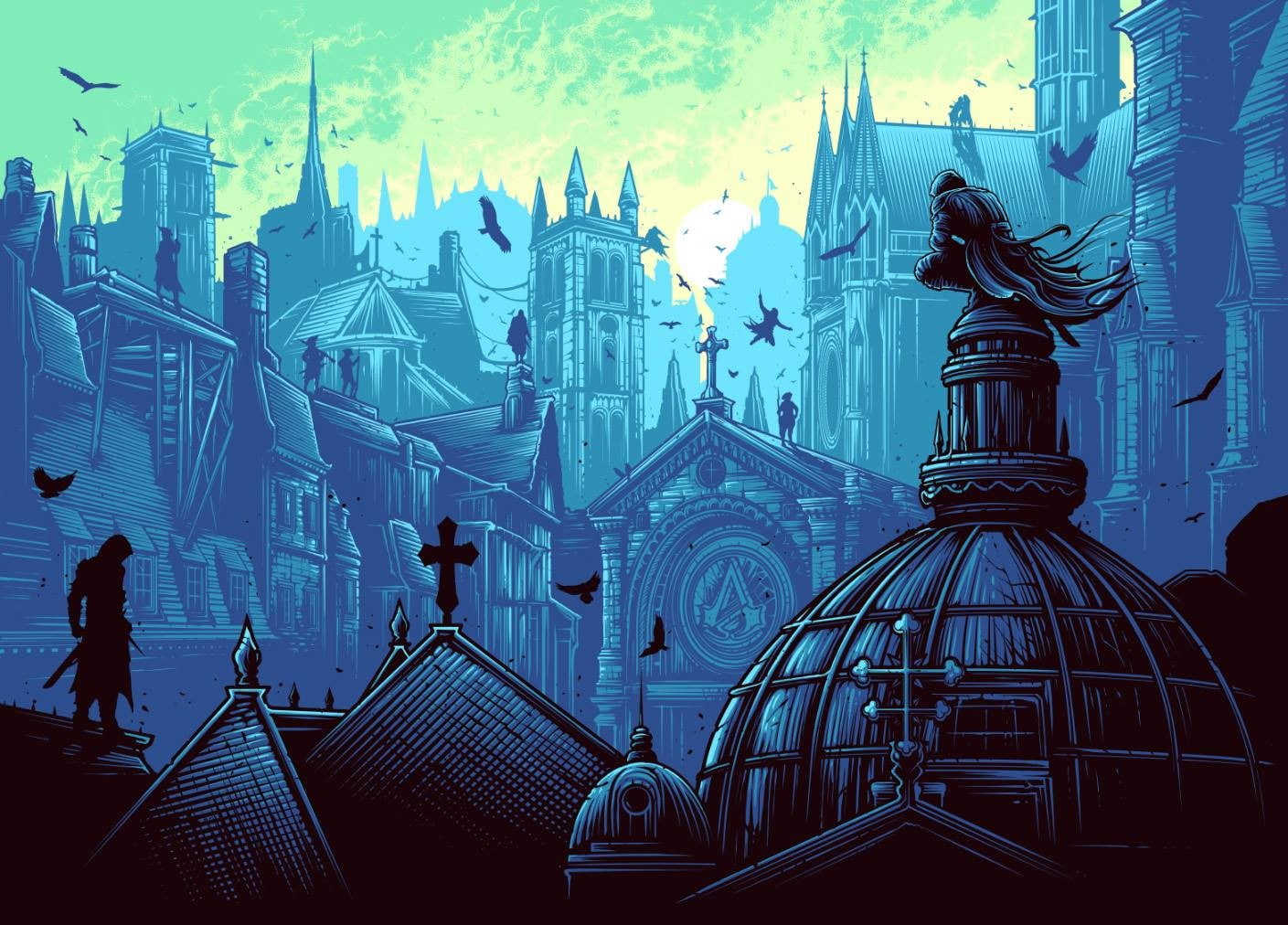 tourism, tower, architecture, 720P, spirituality, nature, building, Dan Mumford, built structure, sky, city, Assassins Creed, incidental people, cityscape, HD Wallpaper