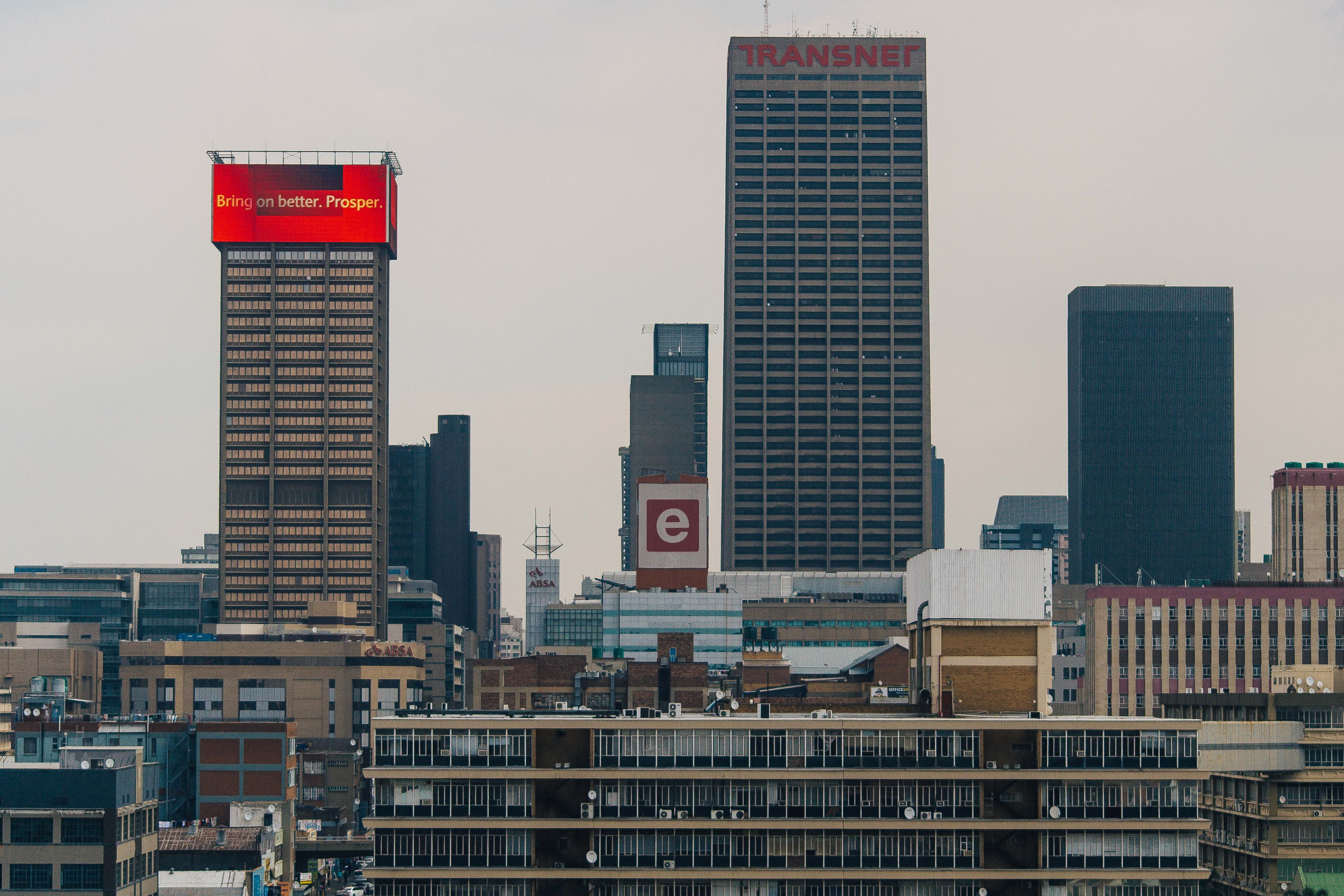 johannesburg, tower, building exterior, city building, city, financial district, south africa, no people, modern, sky, office, built structure, office building exterior, HD Wallpaper
