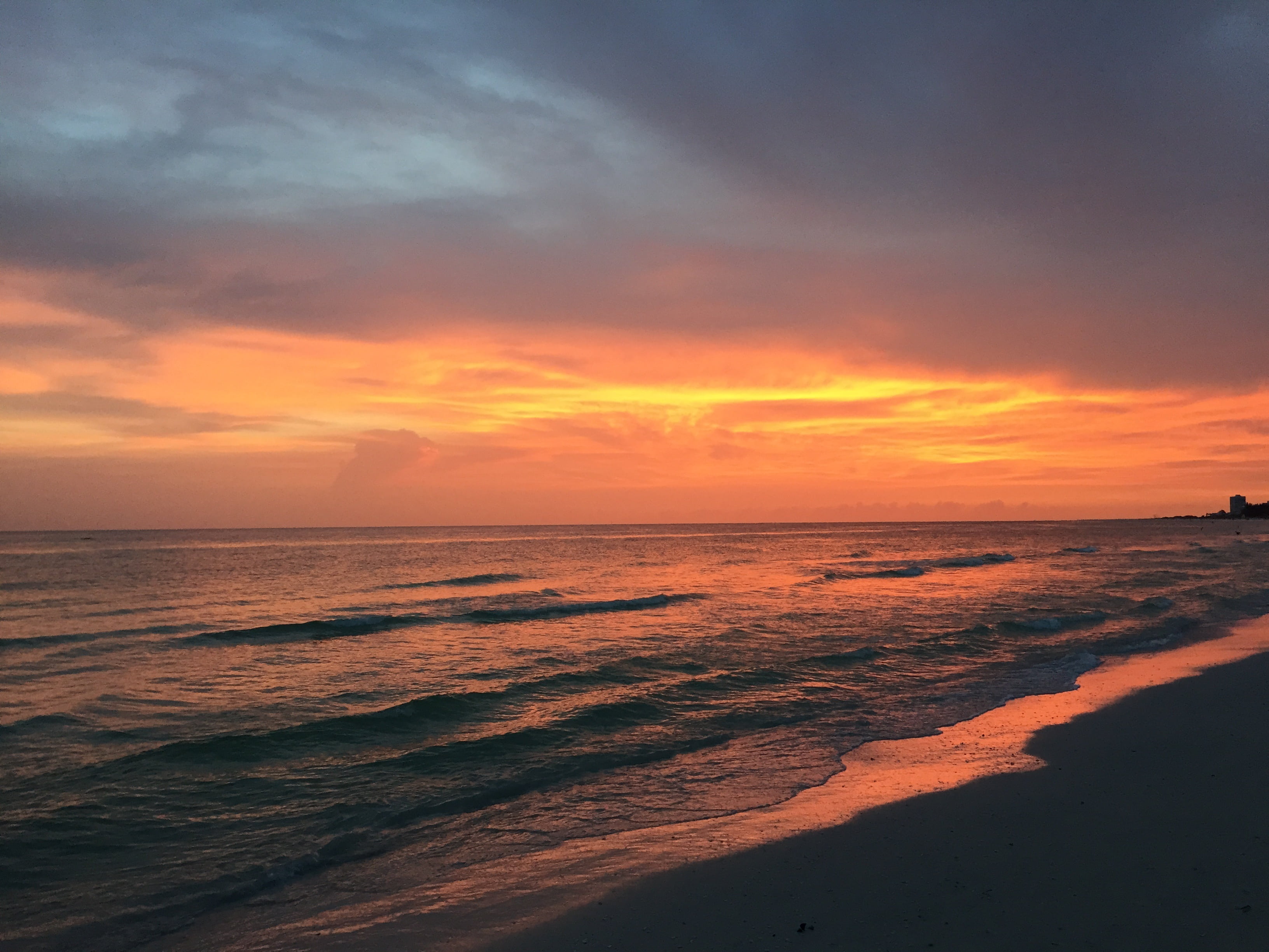 nature, orange color, beauty in nature, tranquility, ocean, siesta key, coast, cloud - sky, dramatic sky, sunset, horizon, motion, travel, florida, sea, HD Wallpaper