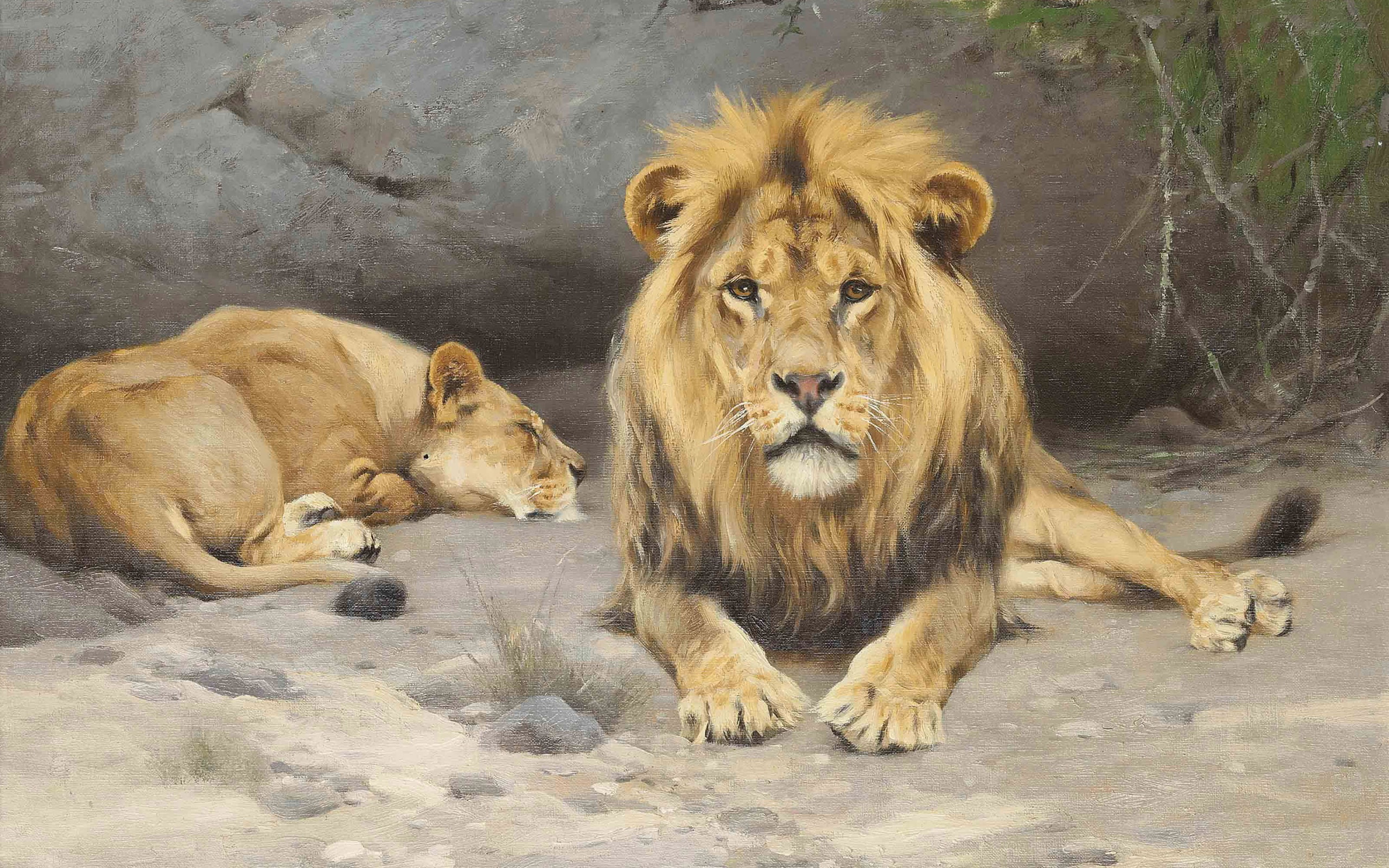 German painter, Siesta, 1912, Friedrich Wilhelm Kunert, Come on, Friedrich Wilhelm Kuhnert, 2K, HD Wallpaper