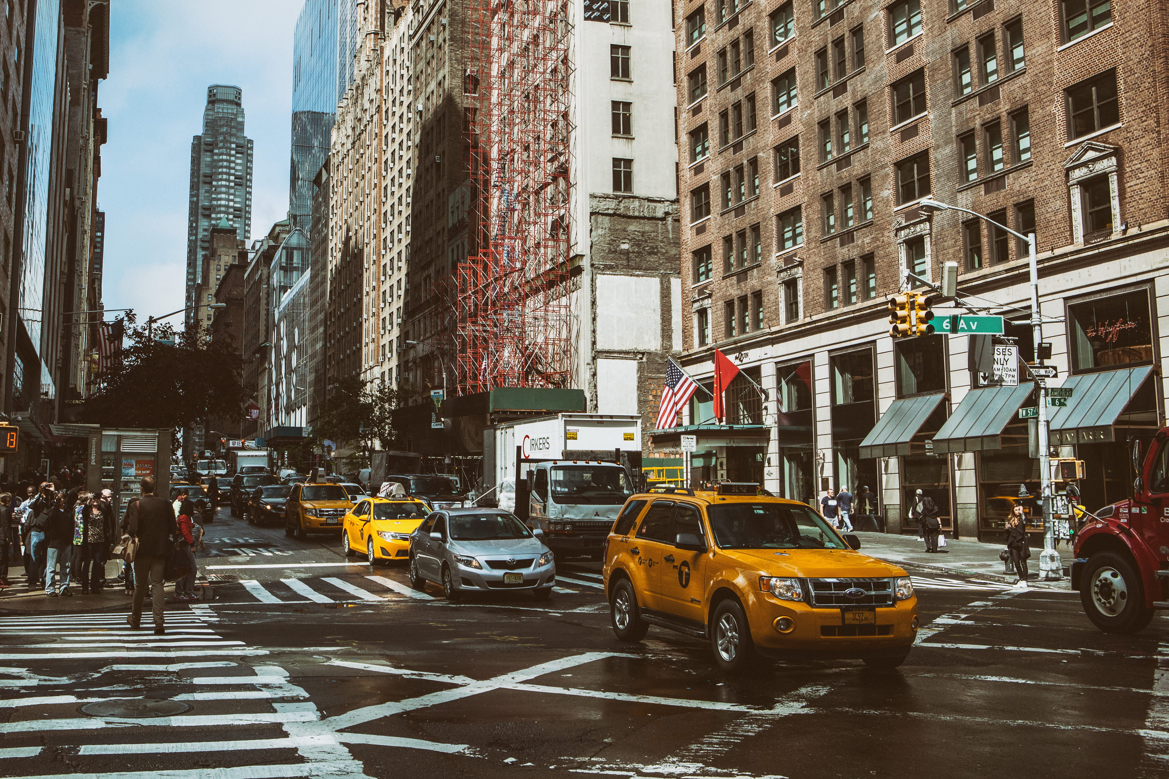 rush Hour, urban, photograph, color Image, downtown District, Canon 5D, Street, midtown Manhattan, sign, building Exterior, land vehicle, 4K, new York State, HD Wallpaper