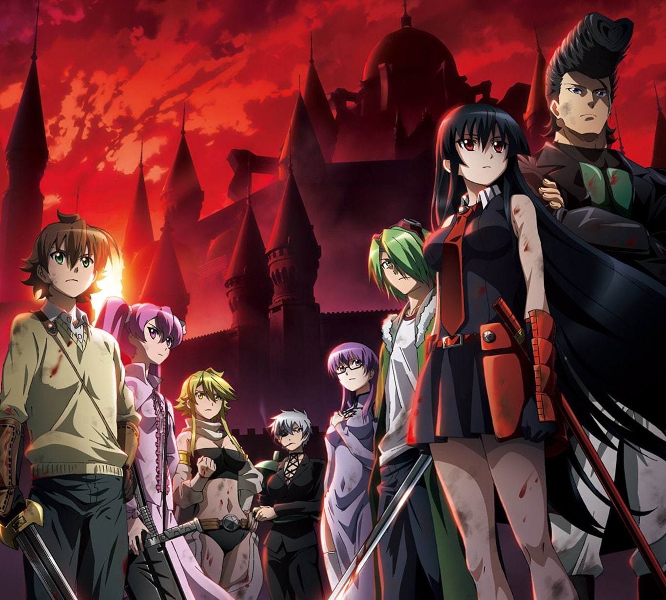red, sky, 720P, tie, anime girls, anime boys, anime, Akame ga Kill!, HD Wallpaper