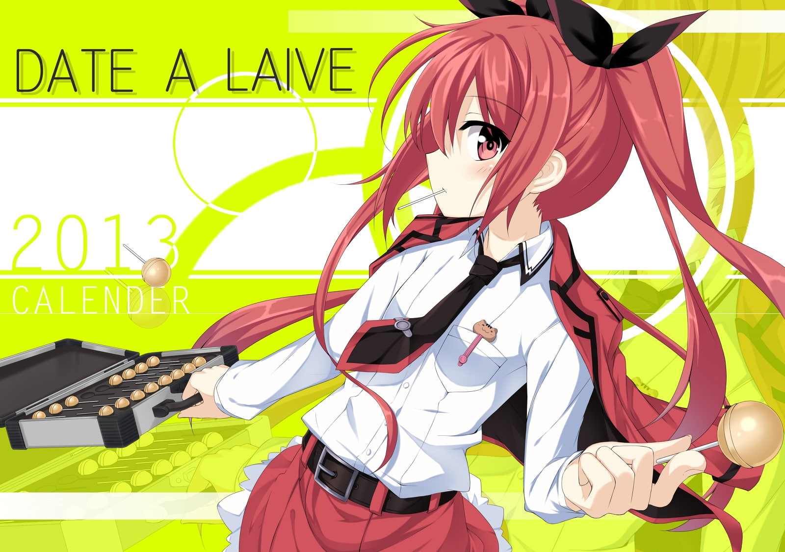 blush, red, live, hair, itsuka, dress, cat, animal, twintails, eyes, candy, tie, 720P, date, kotori, long, HD Wallpaper
