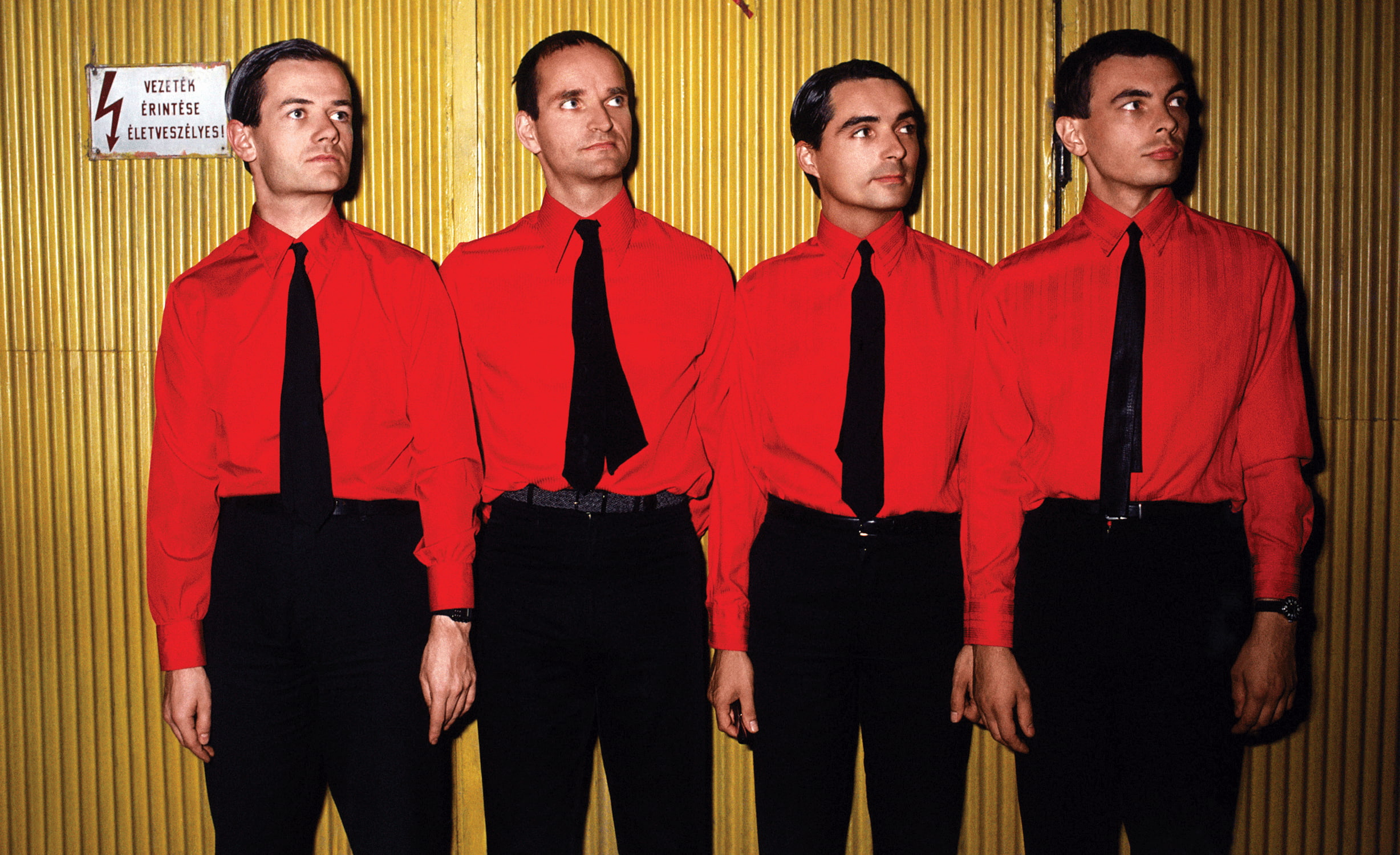 Henning Schmitz, clothing, adult, men, group of people, young men, side by side, musician, portrait, serious, indoors, males, Kraftwerk, necktie, menswear, HD Wallpaper