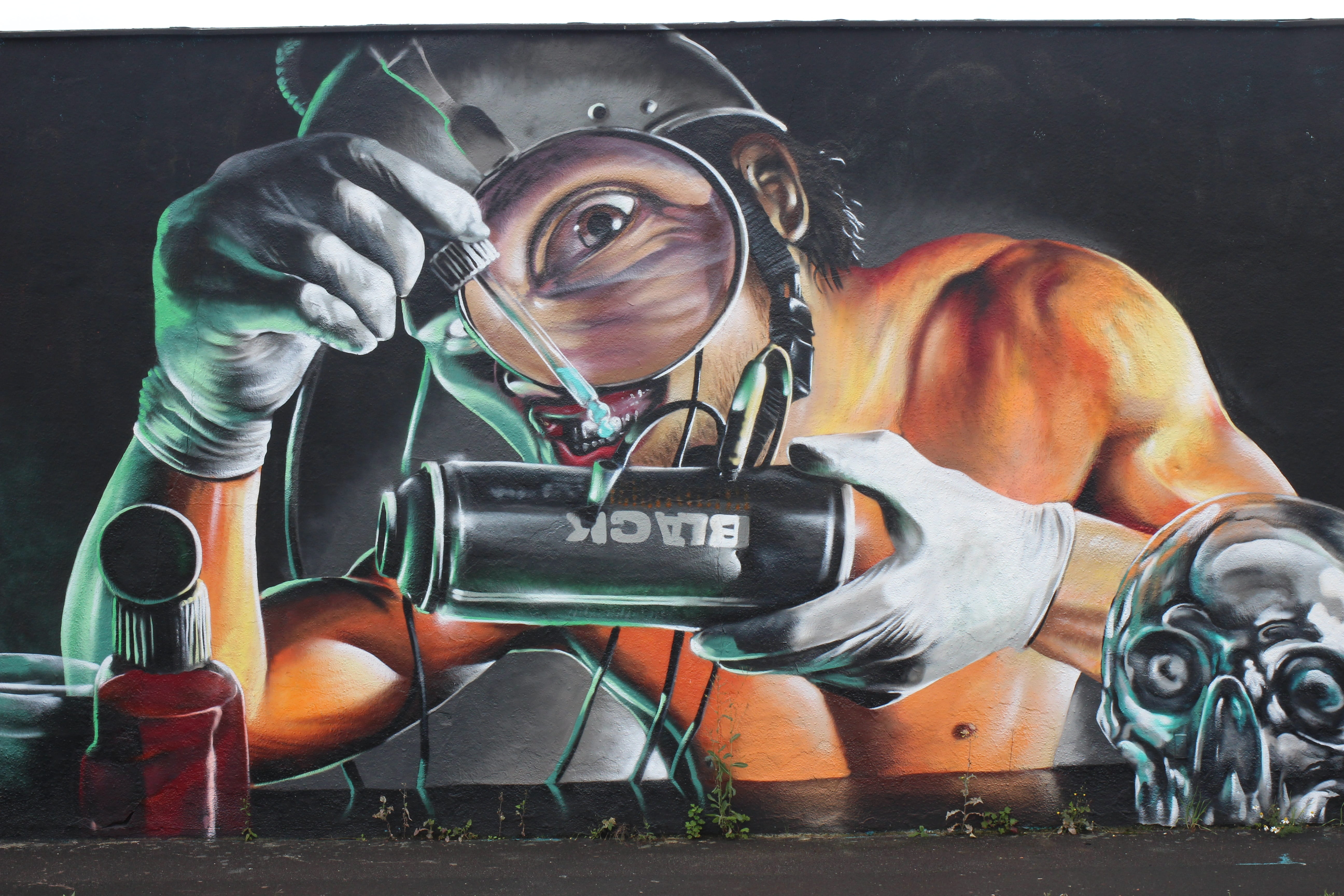 one person, lifestyles, man, black, front view, holding, men, fun, safety, activity, urban art, 5K, adult, dortmund, headwear, helmet, adults only, art, HD Wallpaper