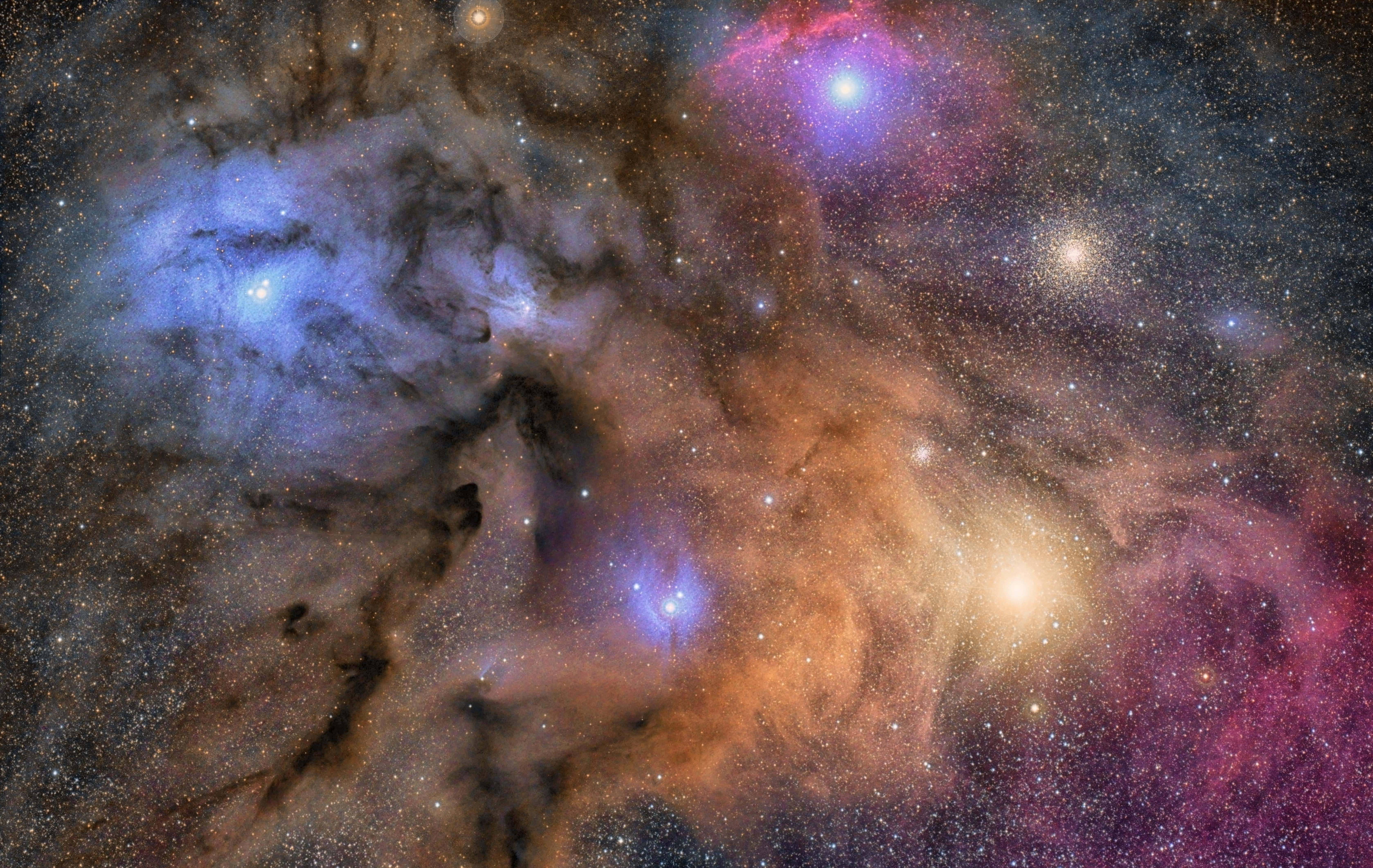 space, stars, Rho Ophiuchus, Molecular cloud, 5K, HD Wallpaper