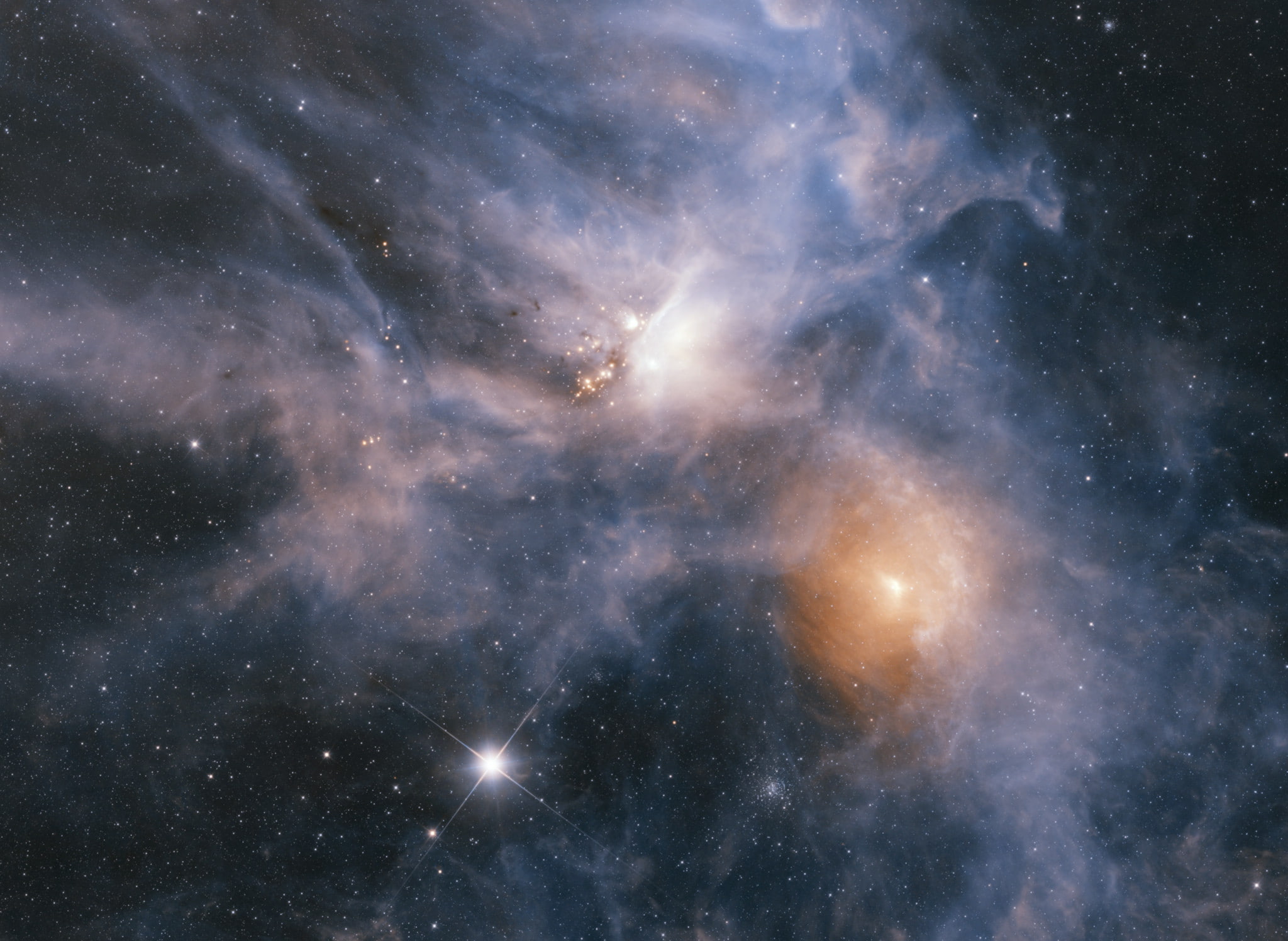 Rho Ophiuchus, 1080P, Molecular cloud, stars, space, HD Wallpaper