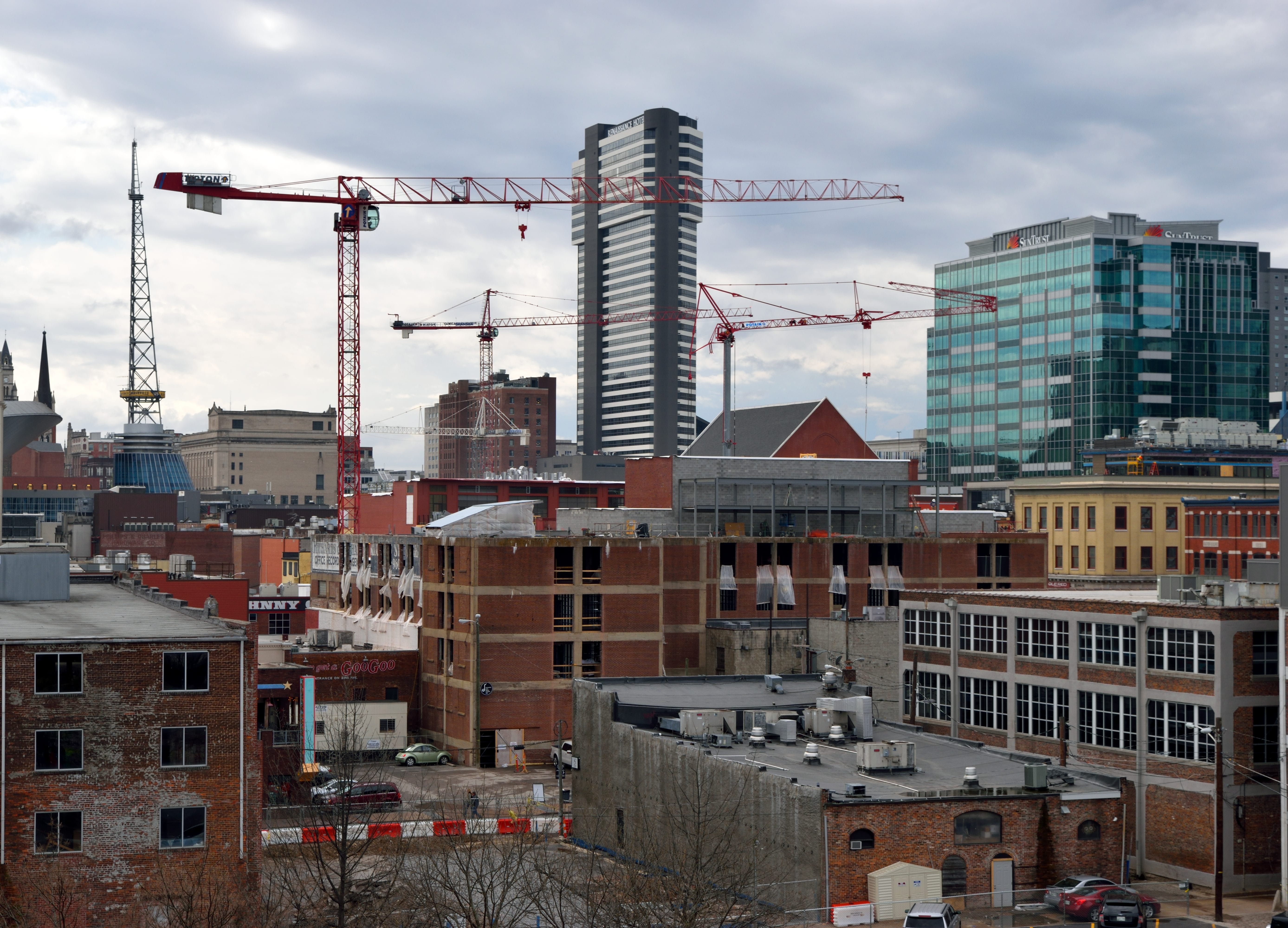 office building exterior, property, skyscraper, building, urban, outdoors, construction sites, building exterior, development, machinery, sky, growth, crane - construction machinery, HD Wallpaper