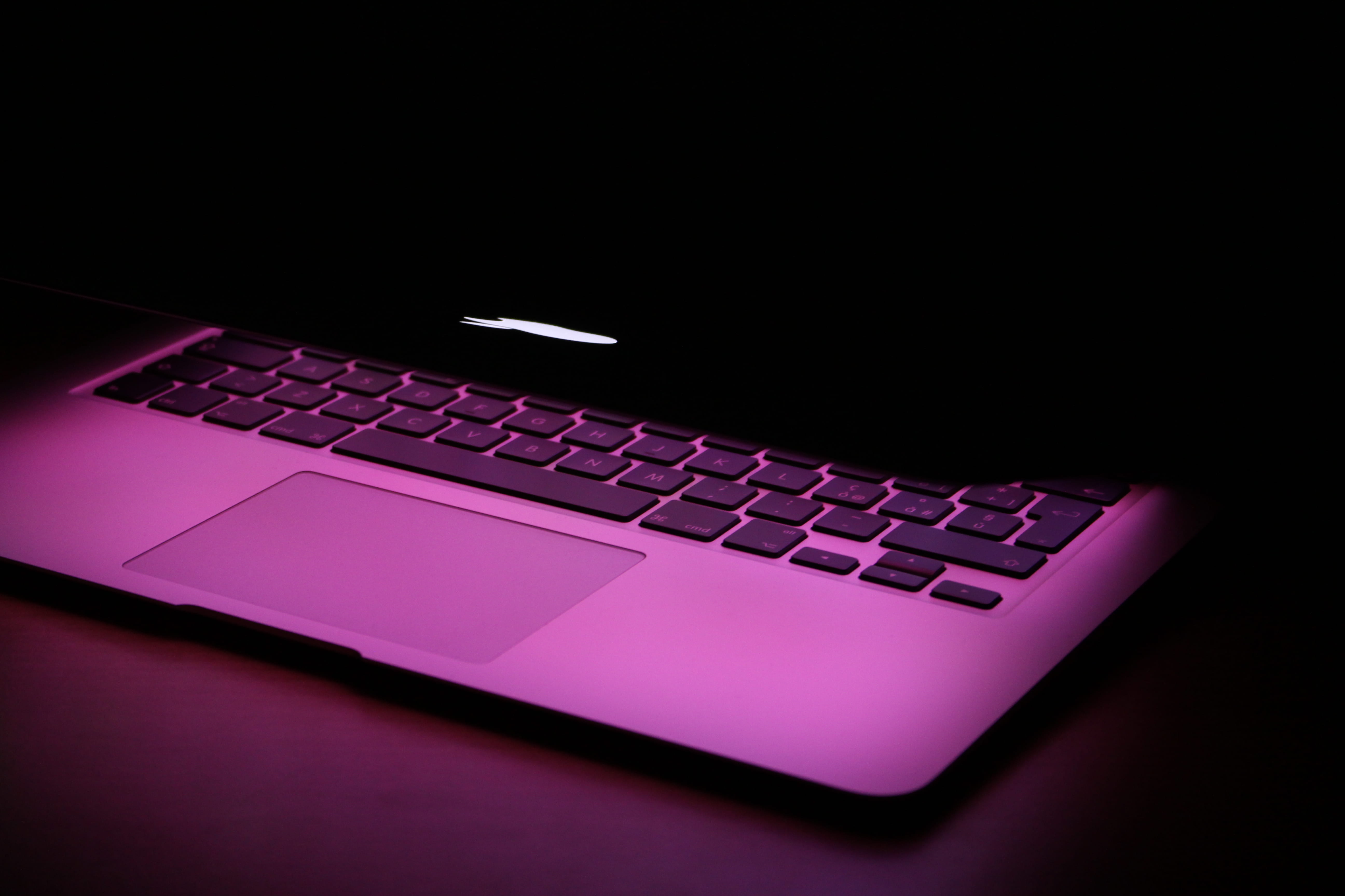 purple, communication, technology, black background, computer equipment, computer keyboard, macbook air, computer, computer part, indoors, electronic, touchpad, HD Wallpaper